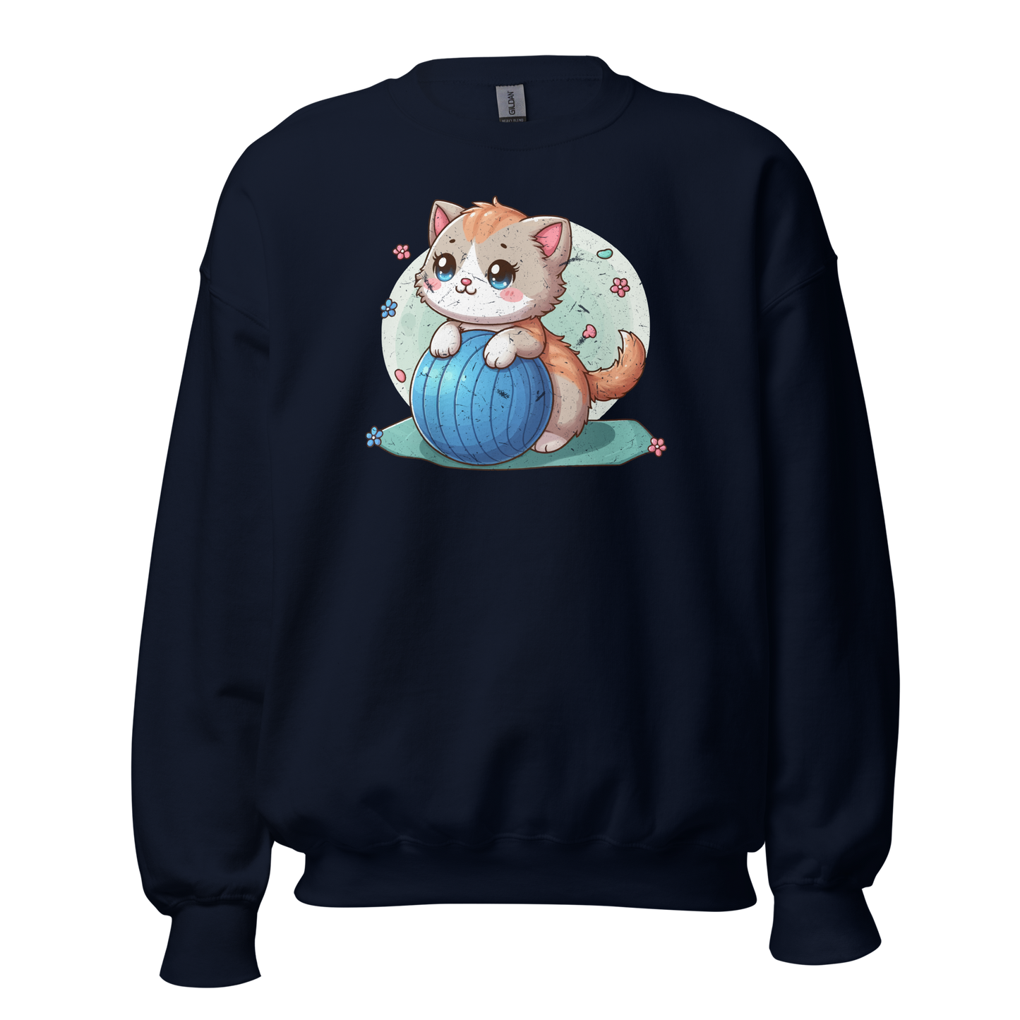 Brown Kitten on Blue Ball - Preshrunk Sweatshirt