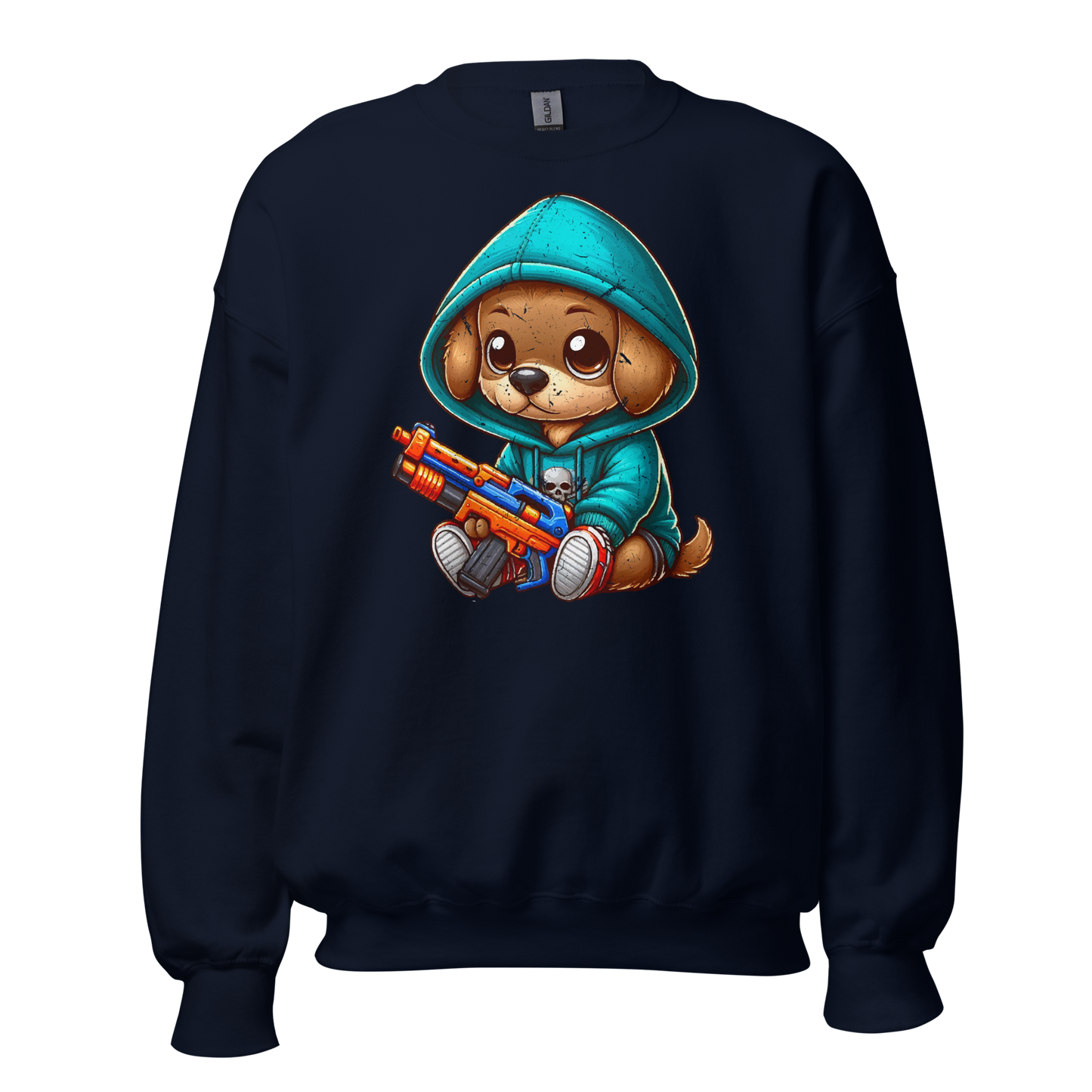 Brown Puppy with Foam Dart Blaster - Preshrunk Sweatshirt