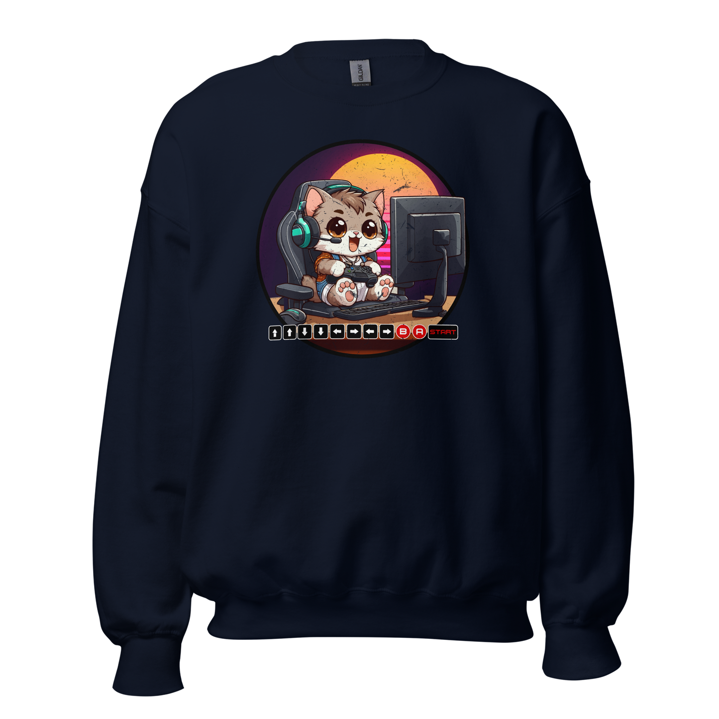 Gamer Kitten - Green Headset - Preshrunk Sweatshirt