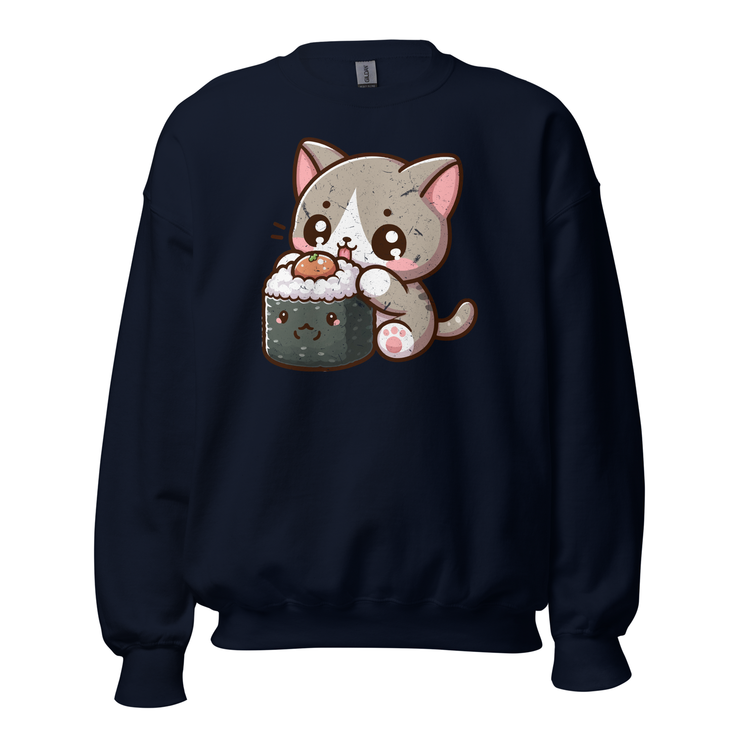 Grey Kitten - Eating Sushi - Preshrunk Sweatshirt