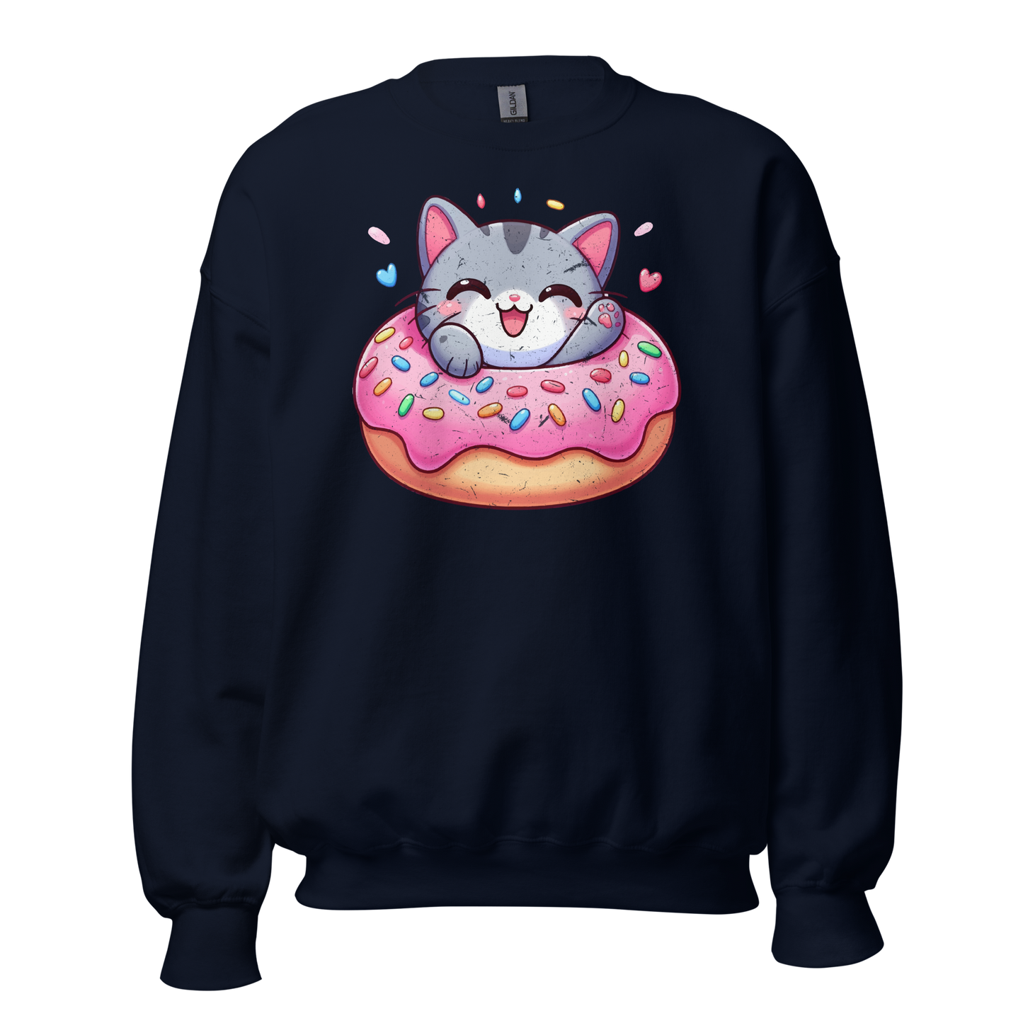 Grey Kitten - Laughing in a Donut - Preshrunk Sweatshirt