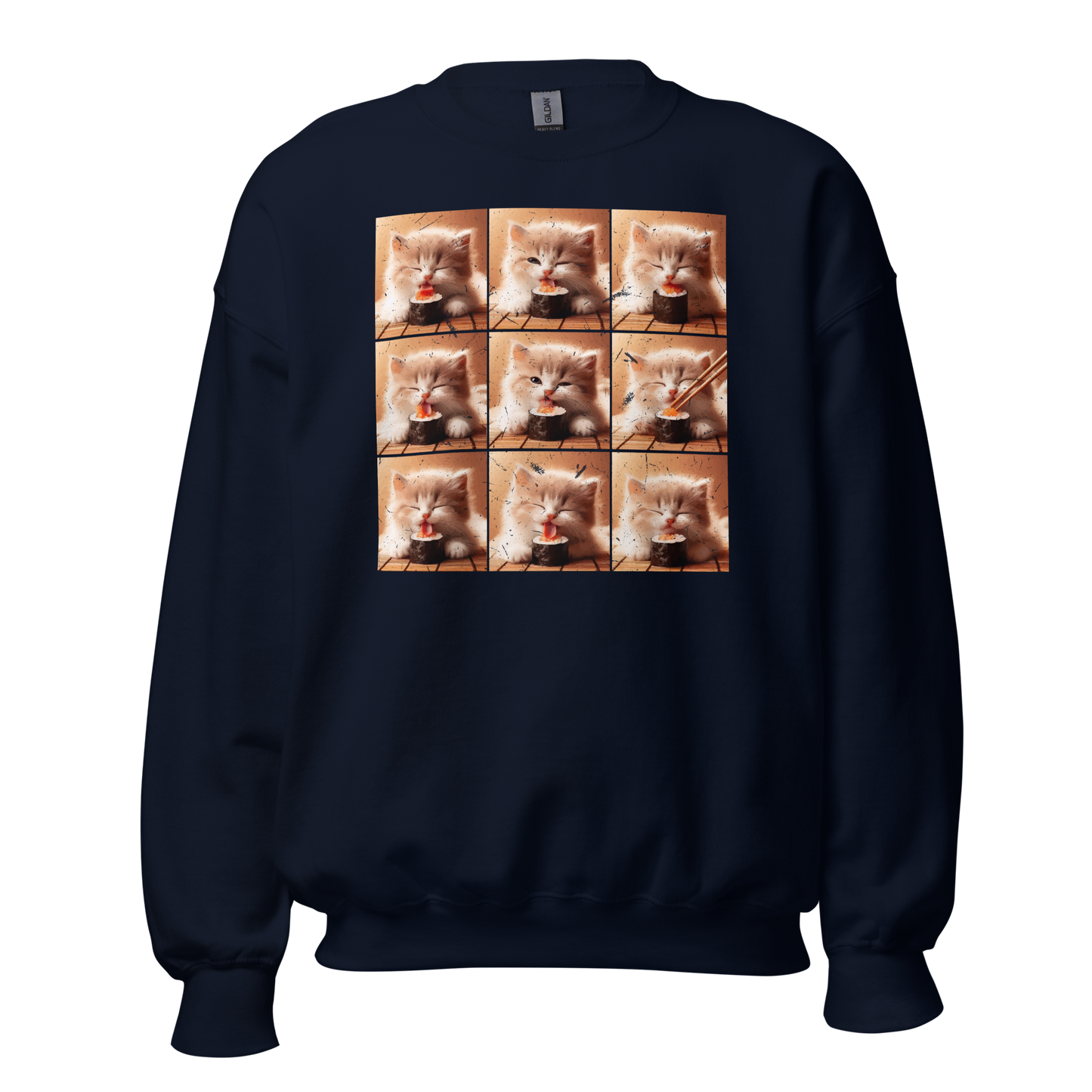 Kittens Eating Sushi Collage - Preshrunk Sweatshirt