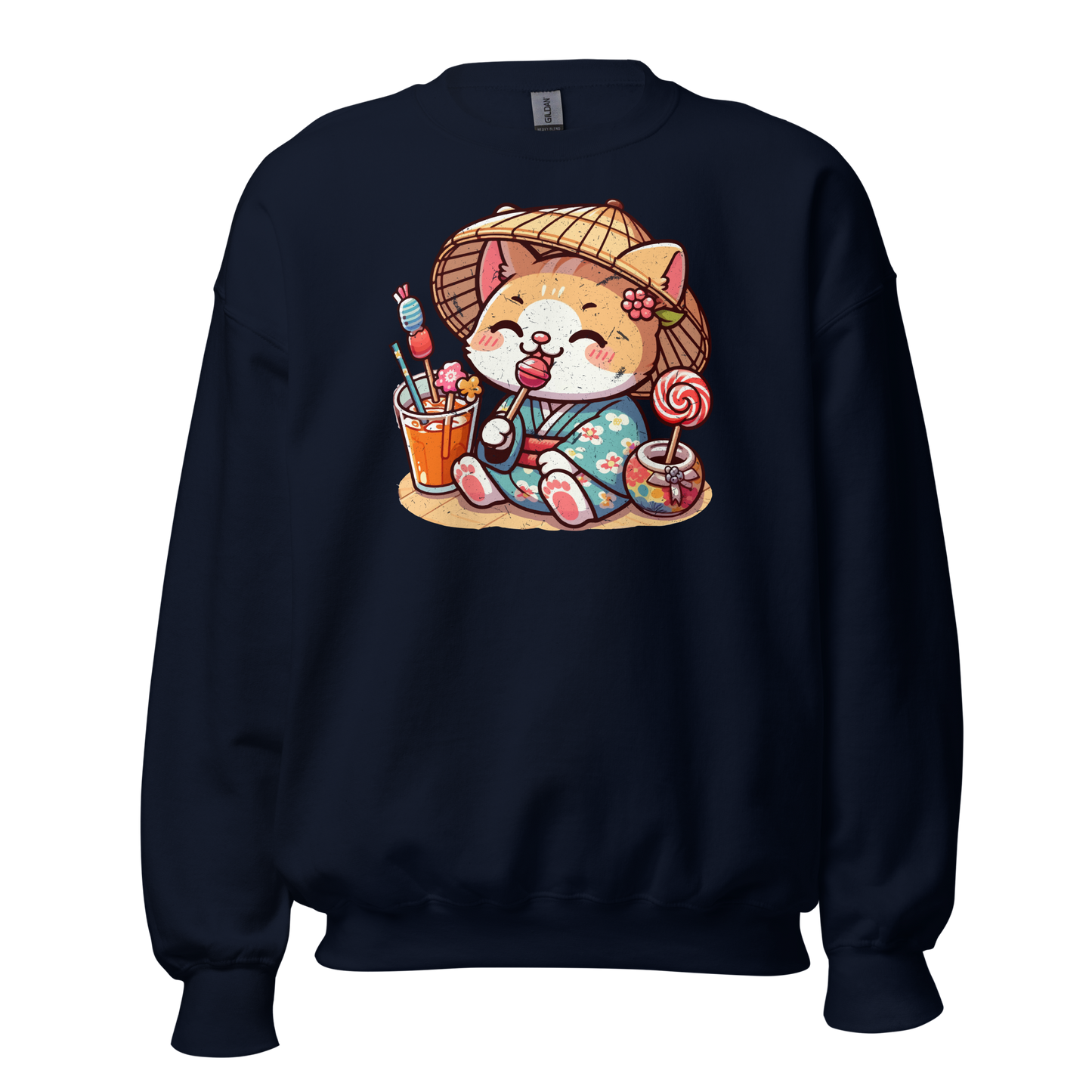 Orange Kitten in a Kimono - Preshrunk Sweatshirt