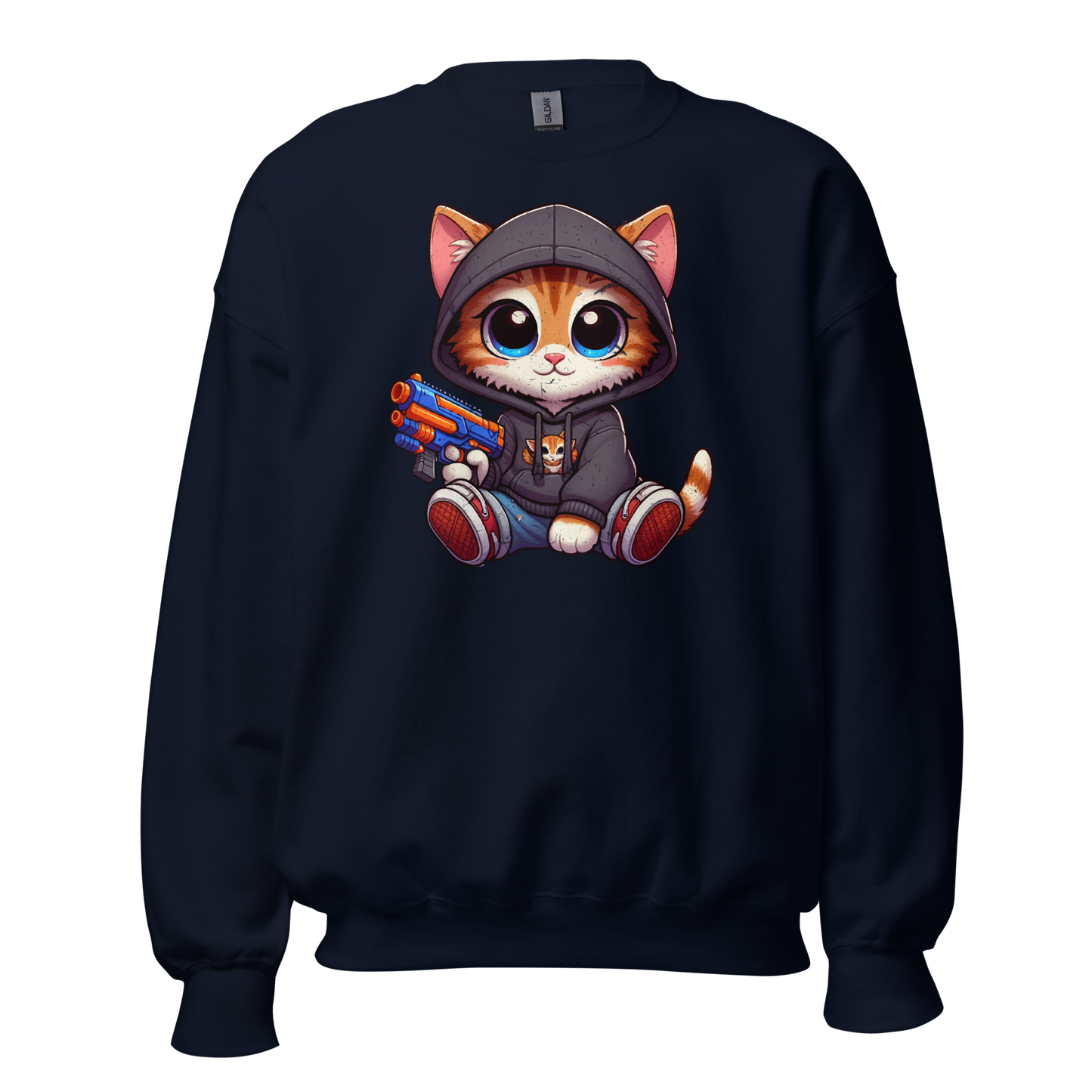 Orange Kitten with Foam Dart Blaster - Preshrunk Sweatshirt