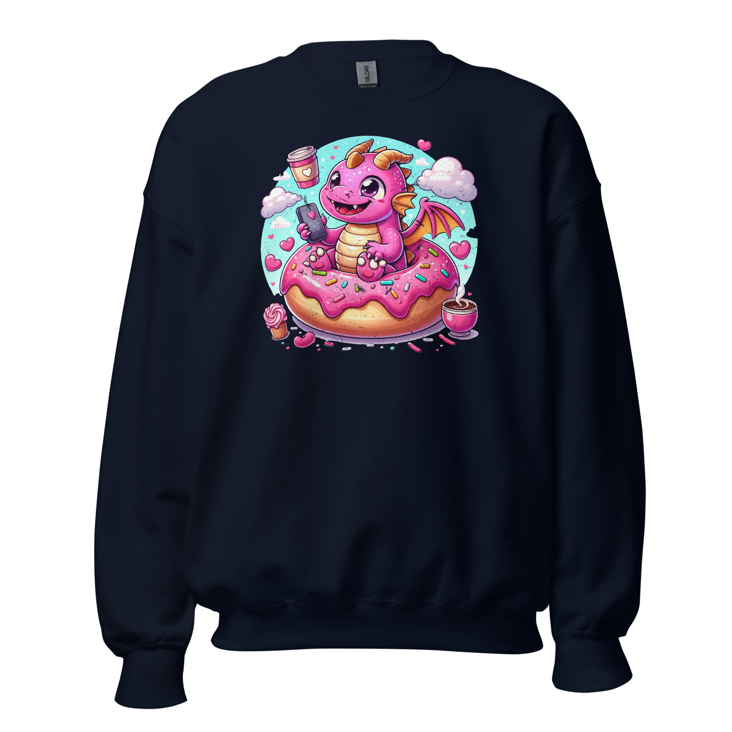 Pink Dragon - Loving Coffee and Donuts - Preshrunk Sweatshirt