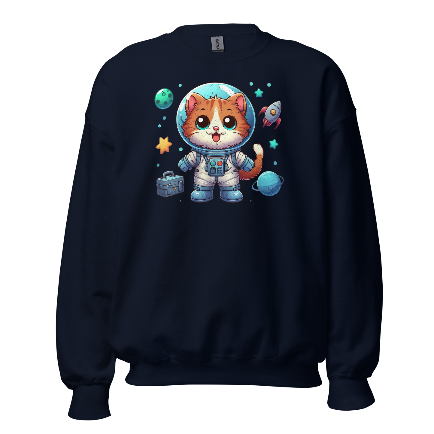 Space Kitten with Planets - Preshrunk Sweatshirt