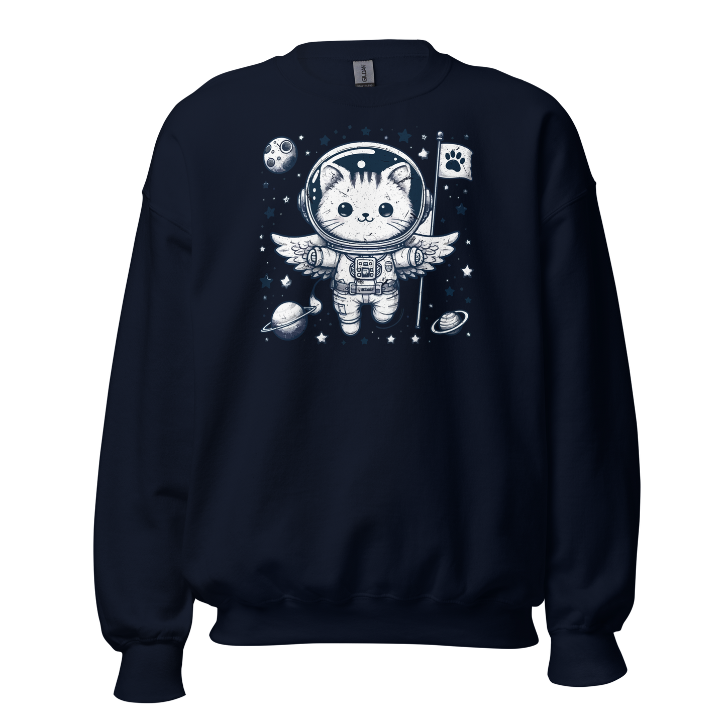 Space Kitten with Stars - Preshrunk Sweatshirt