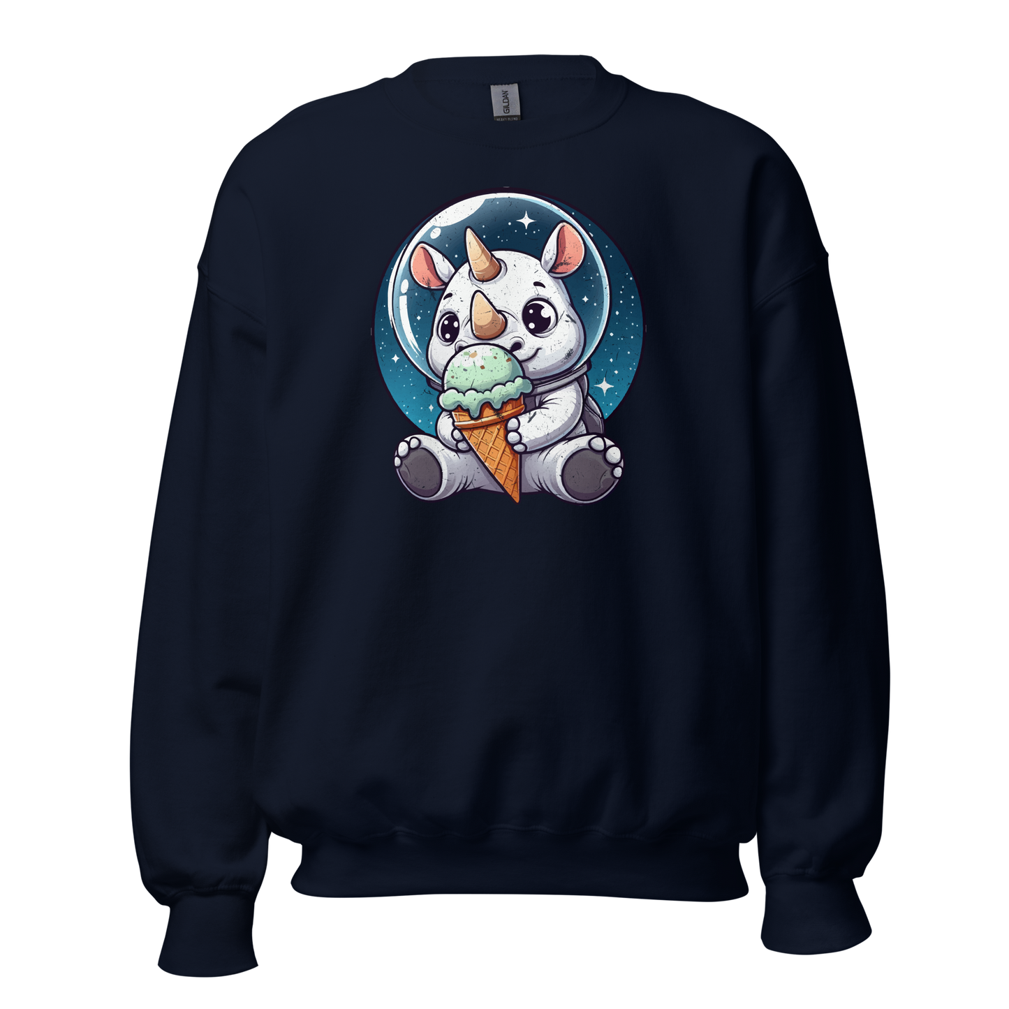 Space Rhino - Eating Ice Cream - Preshrunk Sweatshirt