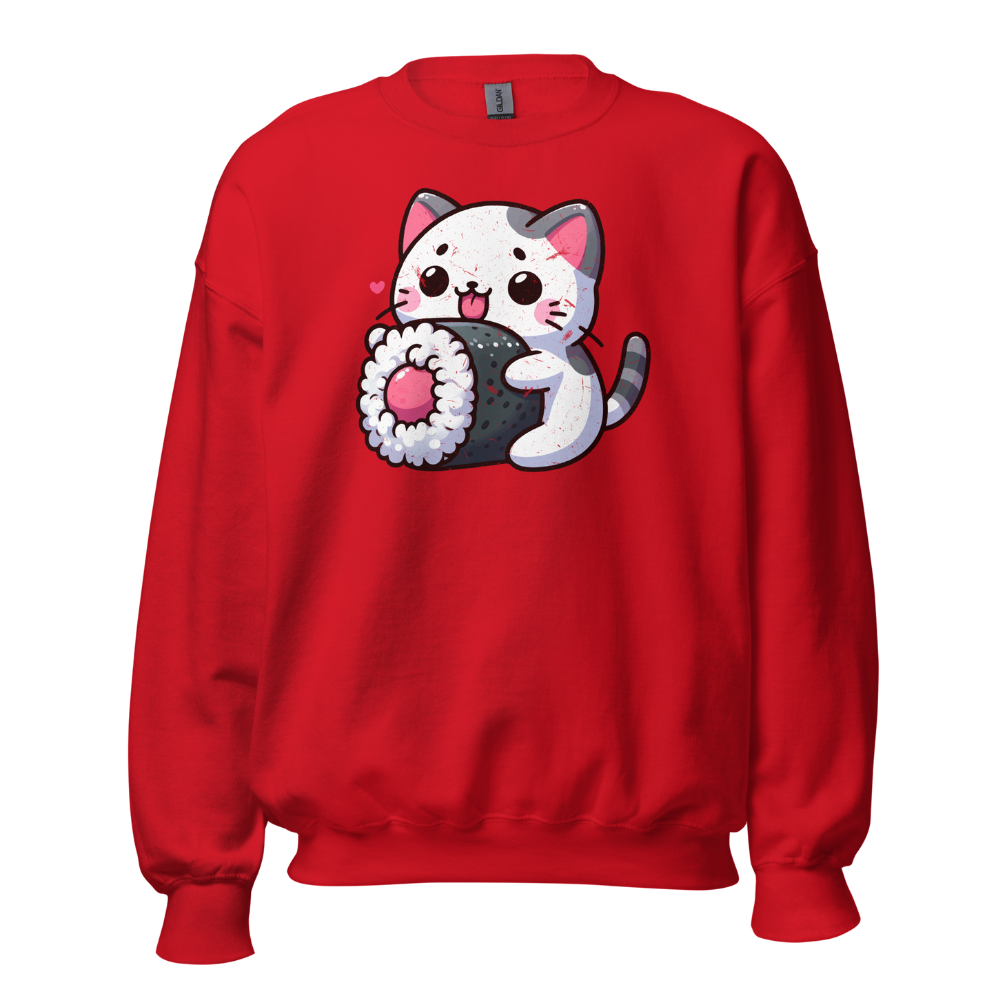 Black and Grey Kitten - Eating Sushi - Preshrunk Sweatshirt