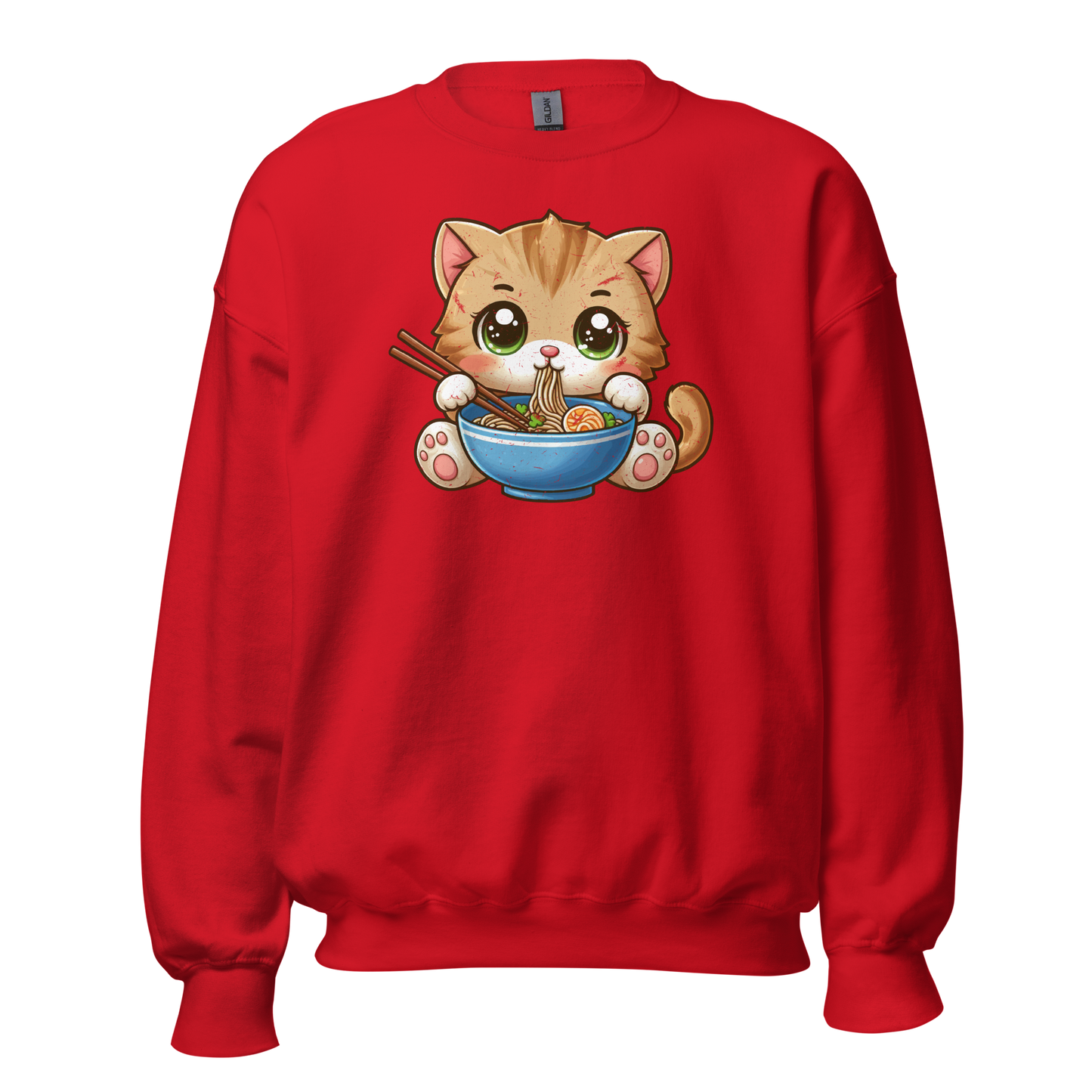 Brown Kitten - Eating Ramen - Preshrunk Sweatshirt