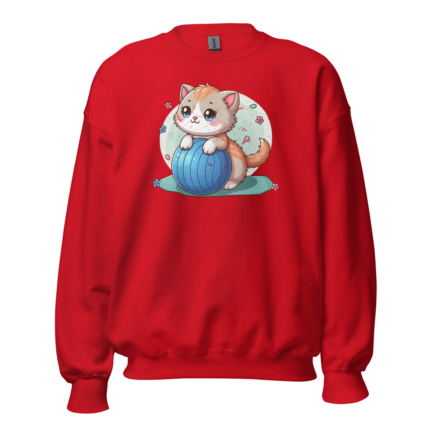 Brown Kitten on Blue Ball - Preshrunk Sweatshirt