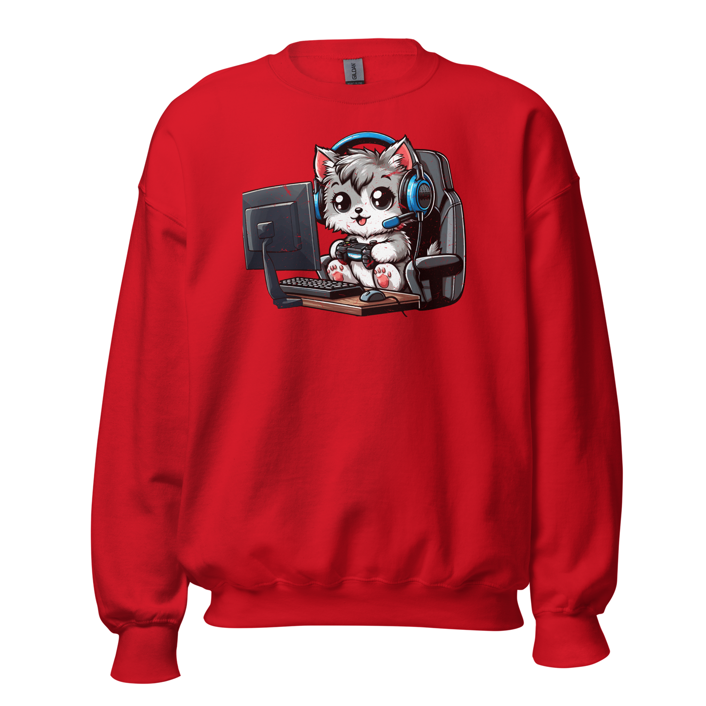 Gamer Kitten - Blue Headset - Preshrunk Sweatshirt