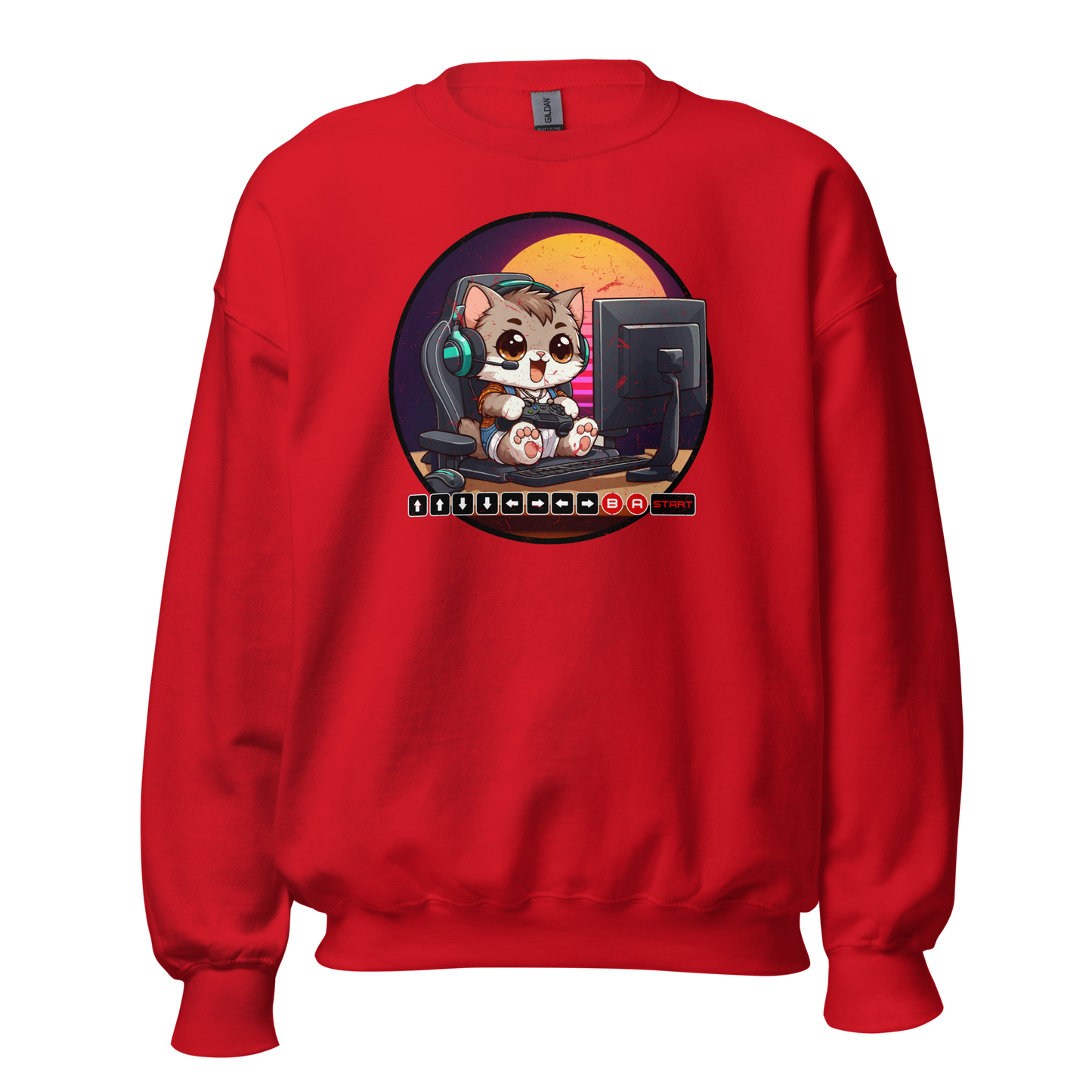 Gamer Kitten - Green Headset - Preshrunk Sweatshirt