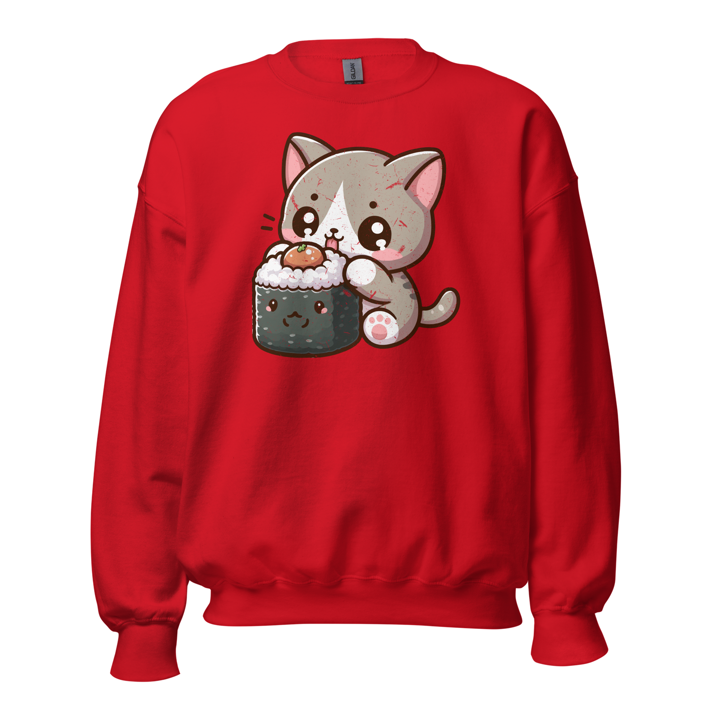 Grey Kitten - Eating Sushi - Preshrunk Sweatshirt