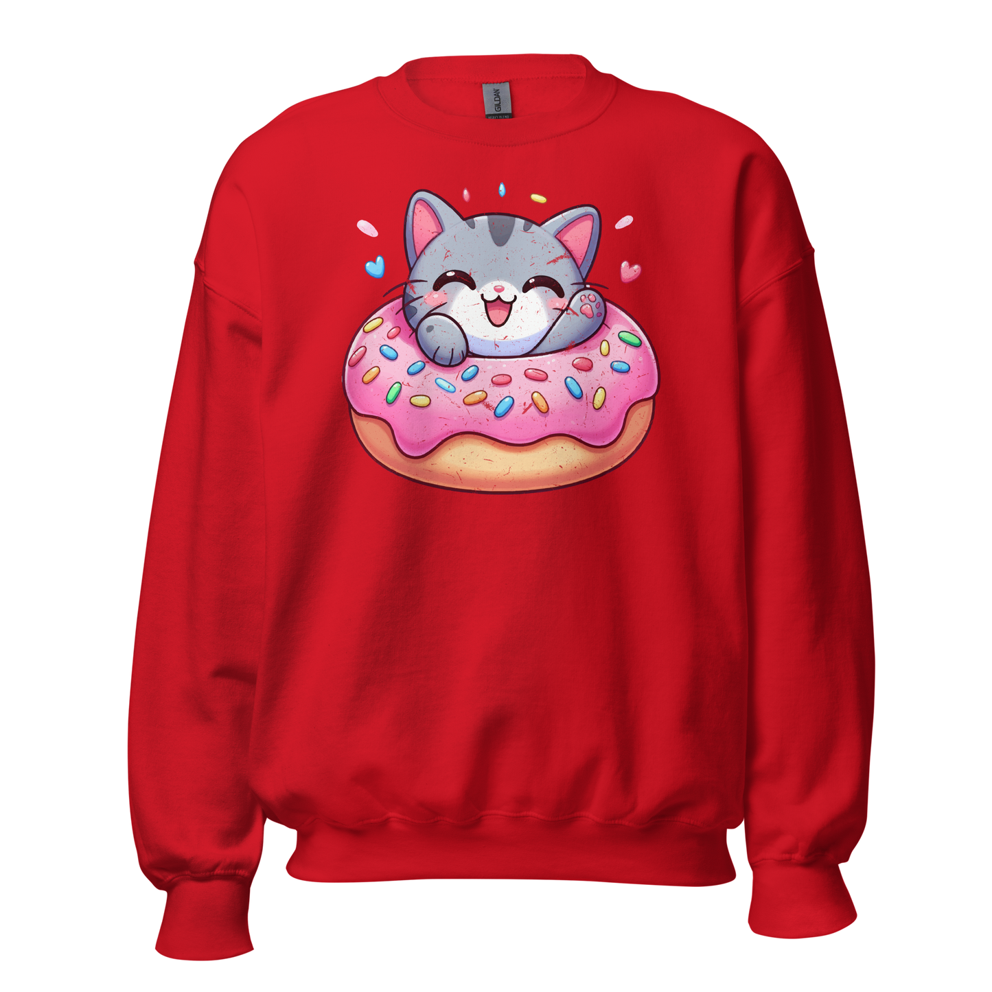 Grey Kitten - Laughing in a Donut - Preshrunk Sweatshirt