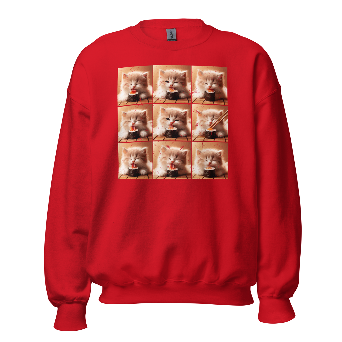 Kittens Eating Sushi Collage - Preshrunk Sweatshirt