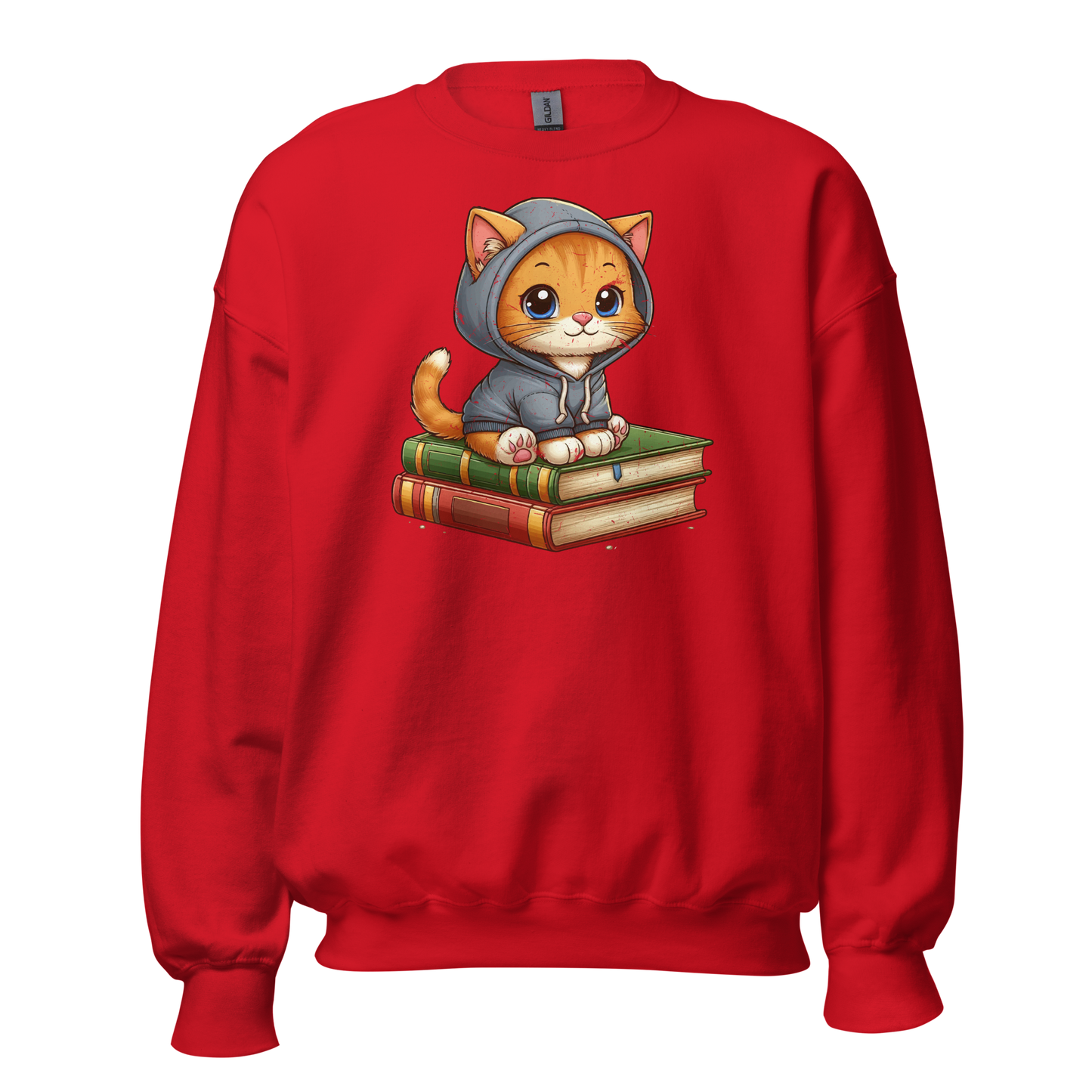 Orange Kitten - Sitting on Books - Preshrunk Sweatshirt
