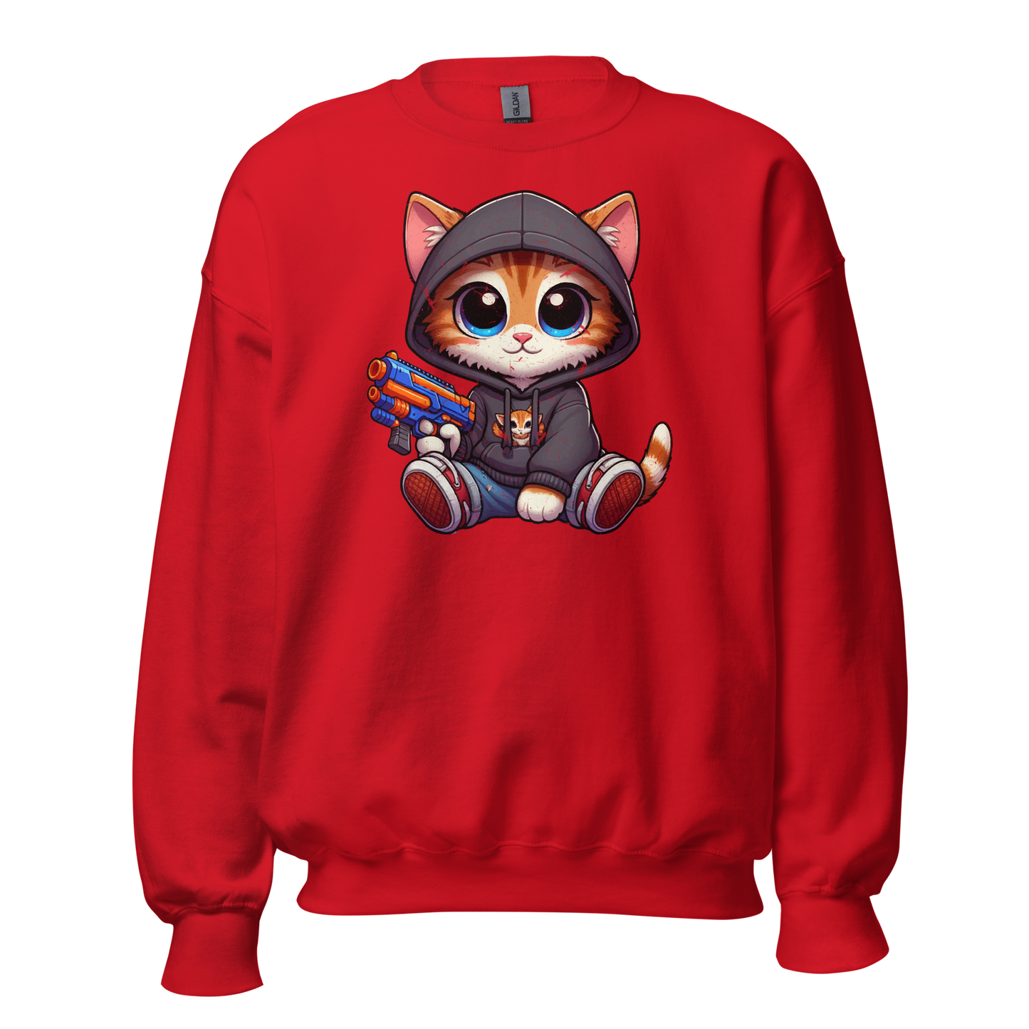 Orange Kitten with Foam Dart Blaster - Preshrunk Sweatshirt