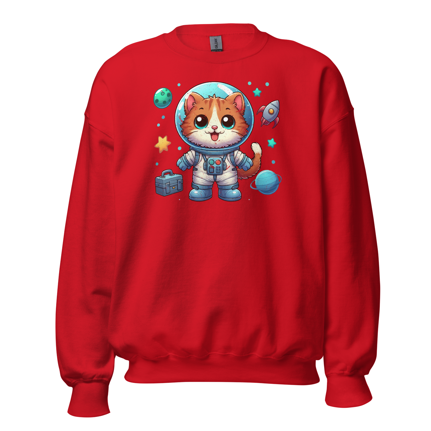 Space Kitten with Planets - Preshrunk Sweatshirt