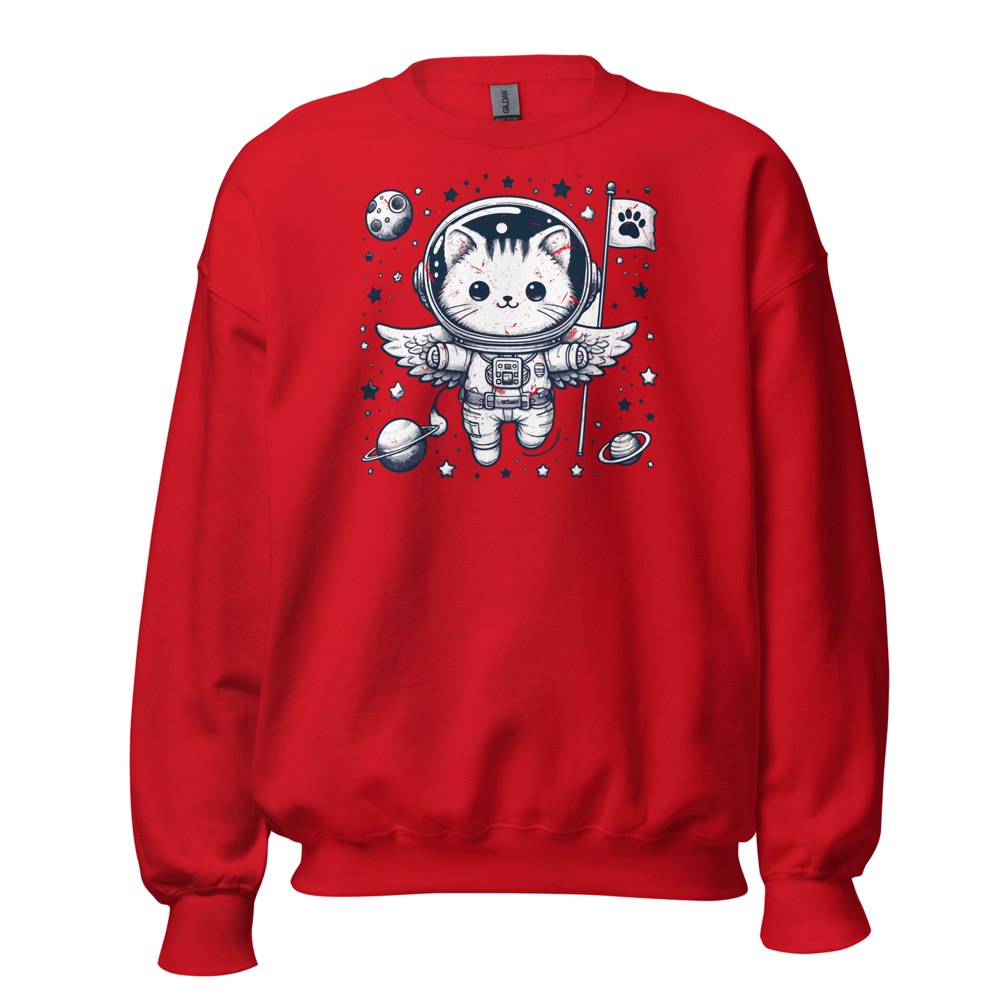 Space Kitten with Stars - Preshrunk Sweatshirt