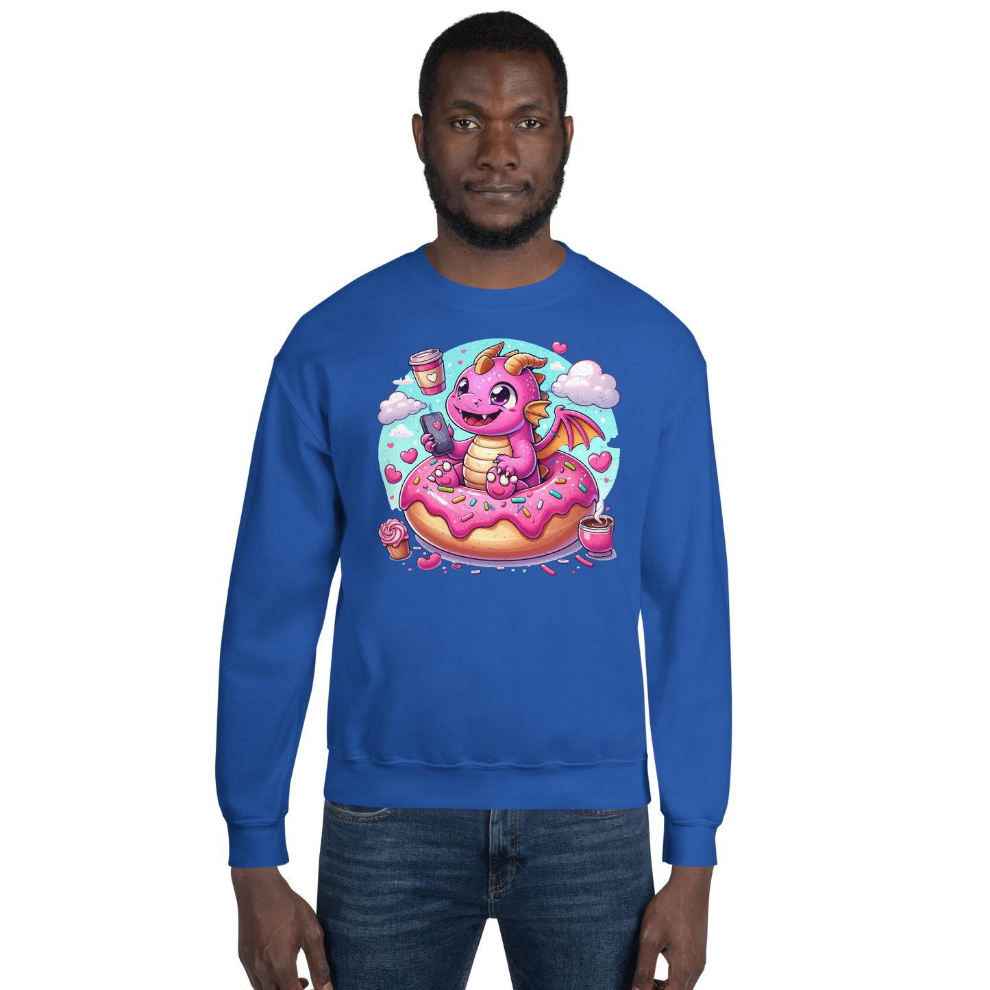 Pink Dragon - Loving Coffee and Donuts - Preshrunk Sweatshirt