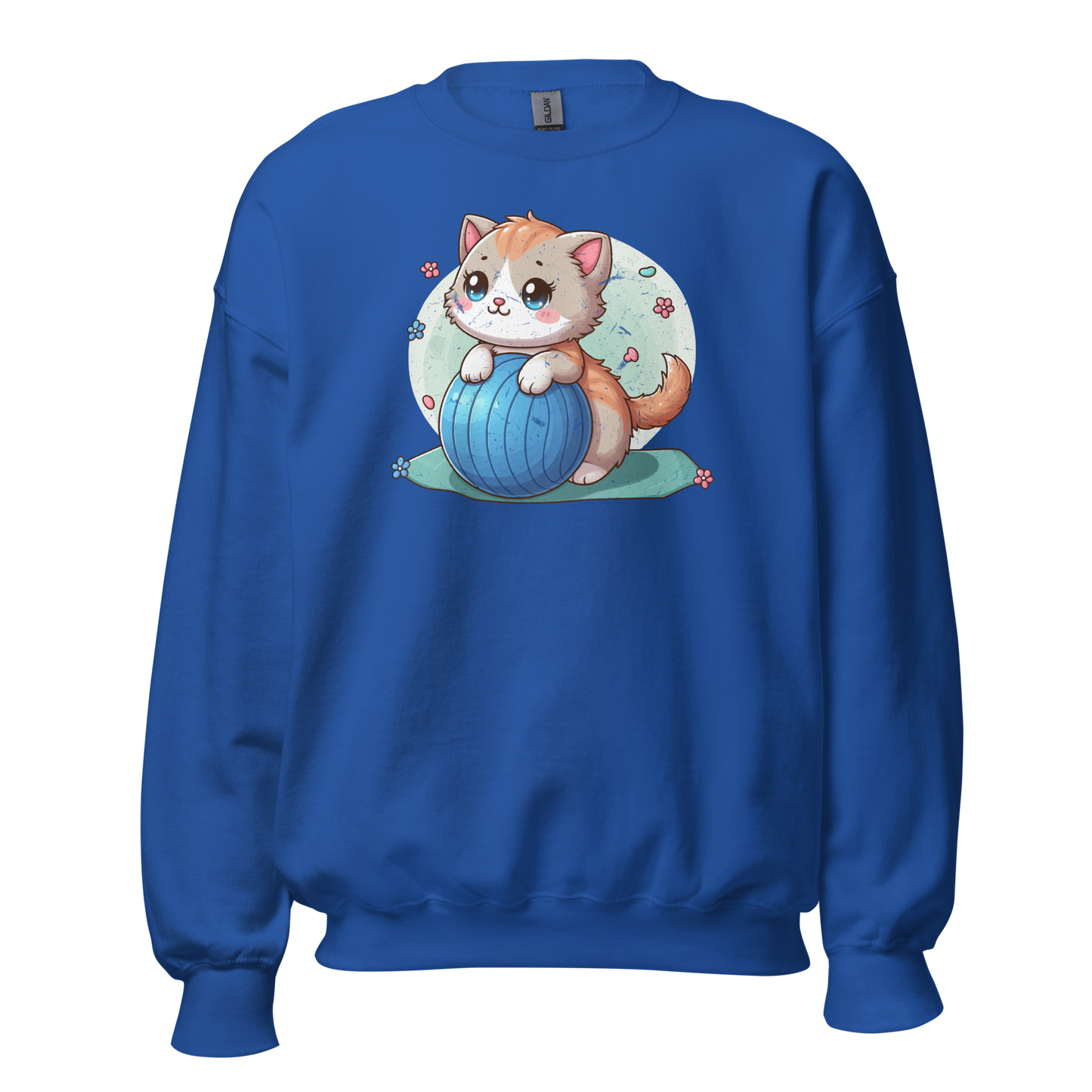 Brown Kitten on Blue Ball - Preshrunk Sweatshirt