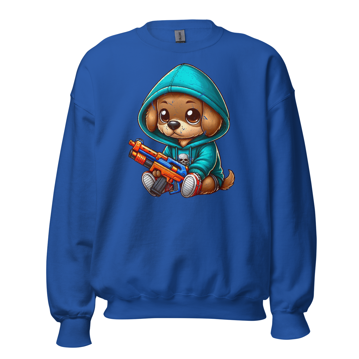 Brown Puppy with Foam Dart Blaster - Preshrunk Sweatshirt