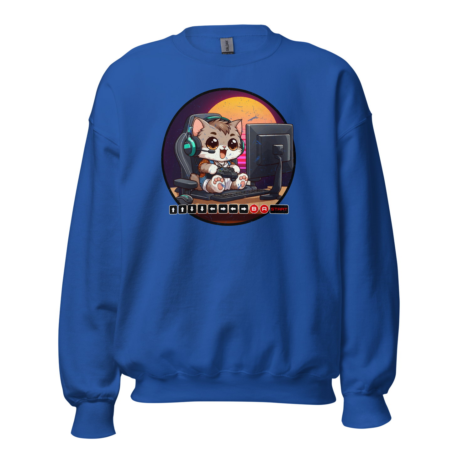 Gamer Kitten - Green Headset - Preshrunk Sweatshirt