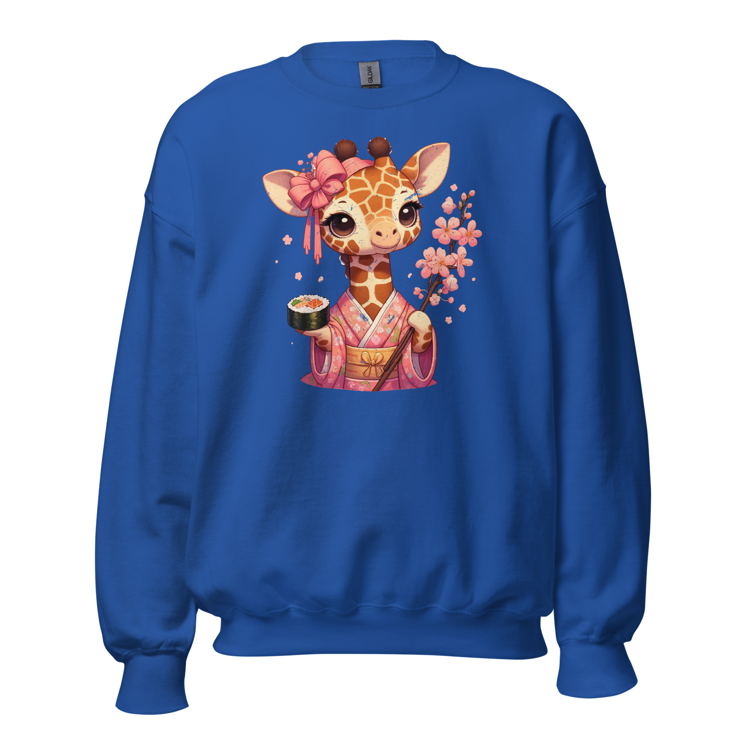 Geisha Giraffe - Holding Cherry Blossoms - Preshrunk Sweatshirt