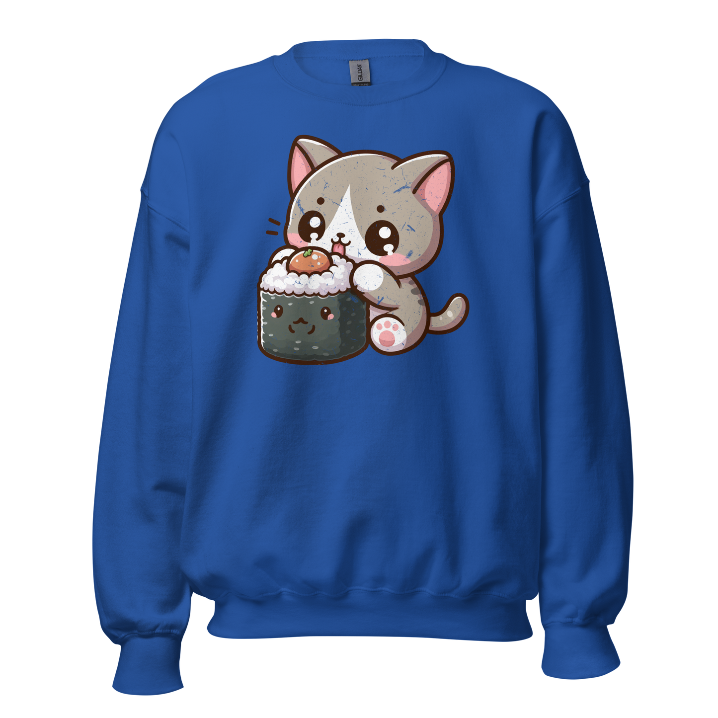 Grey Kitten - Eating Sushi - Preshrunk Sweatshirt