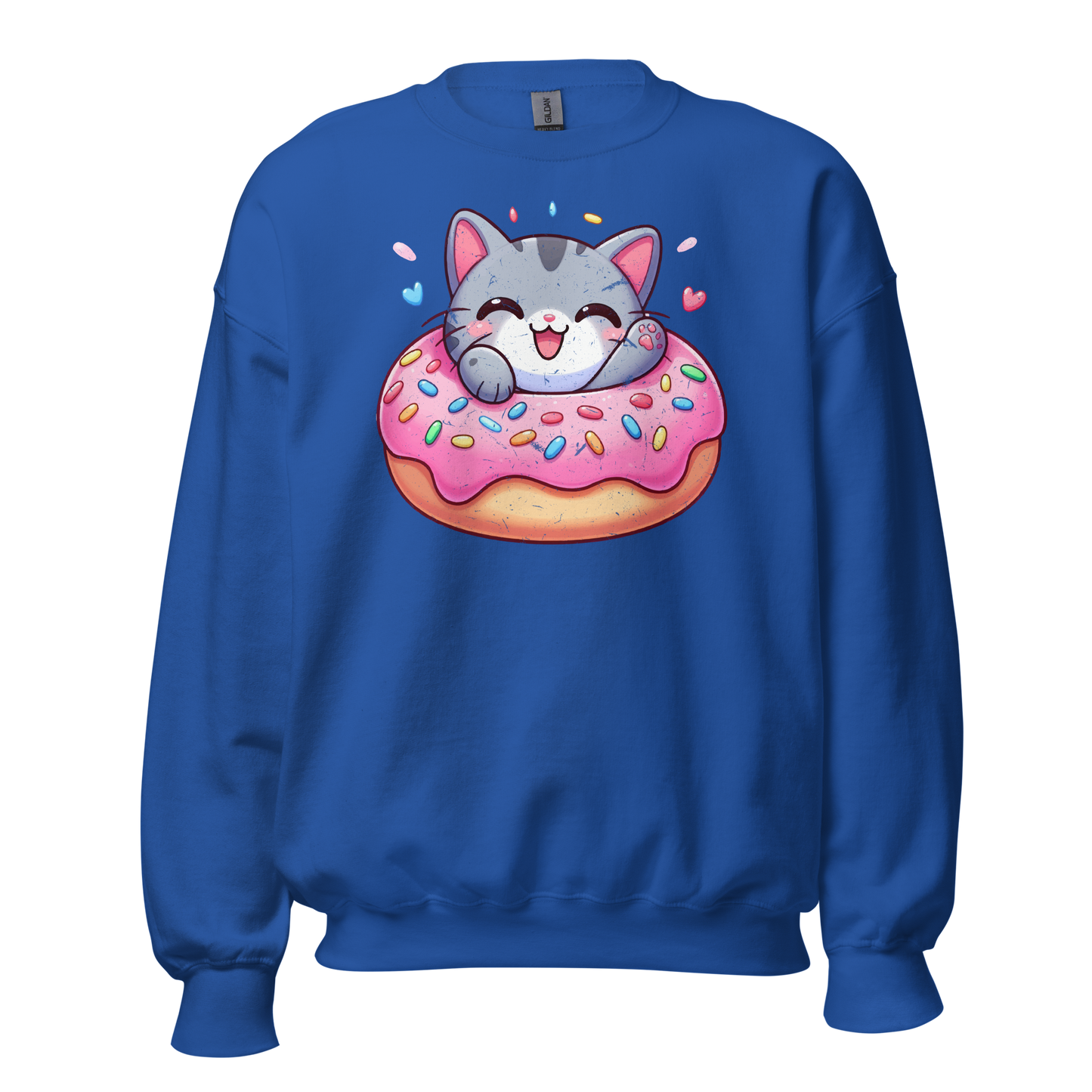 Grey Kitten - Laughing in a Donut - Preshrunk Sweatshirt