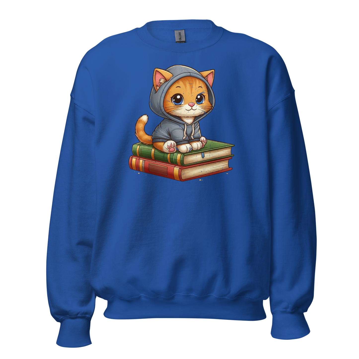Orange Kitten - Sitting on Books - Preshrunk Sweatshirt