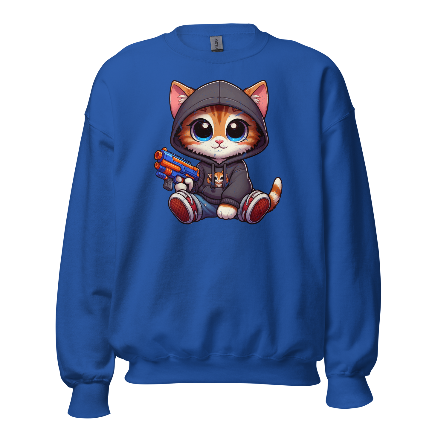 Orange Kitten with Foam Dart Blaster - Preshrunk Sweatshirt