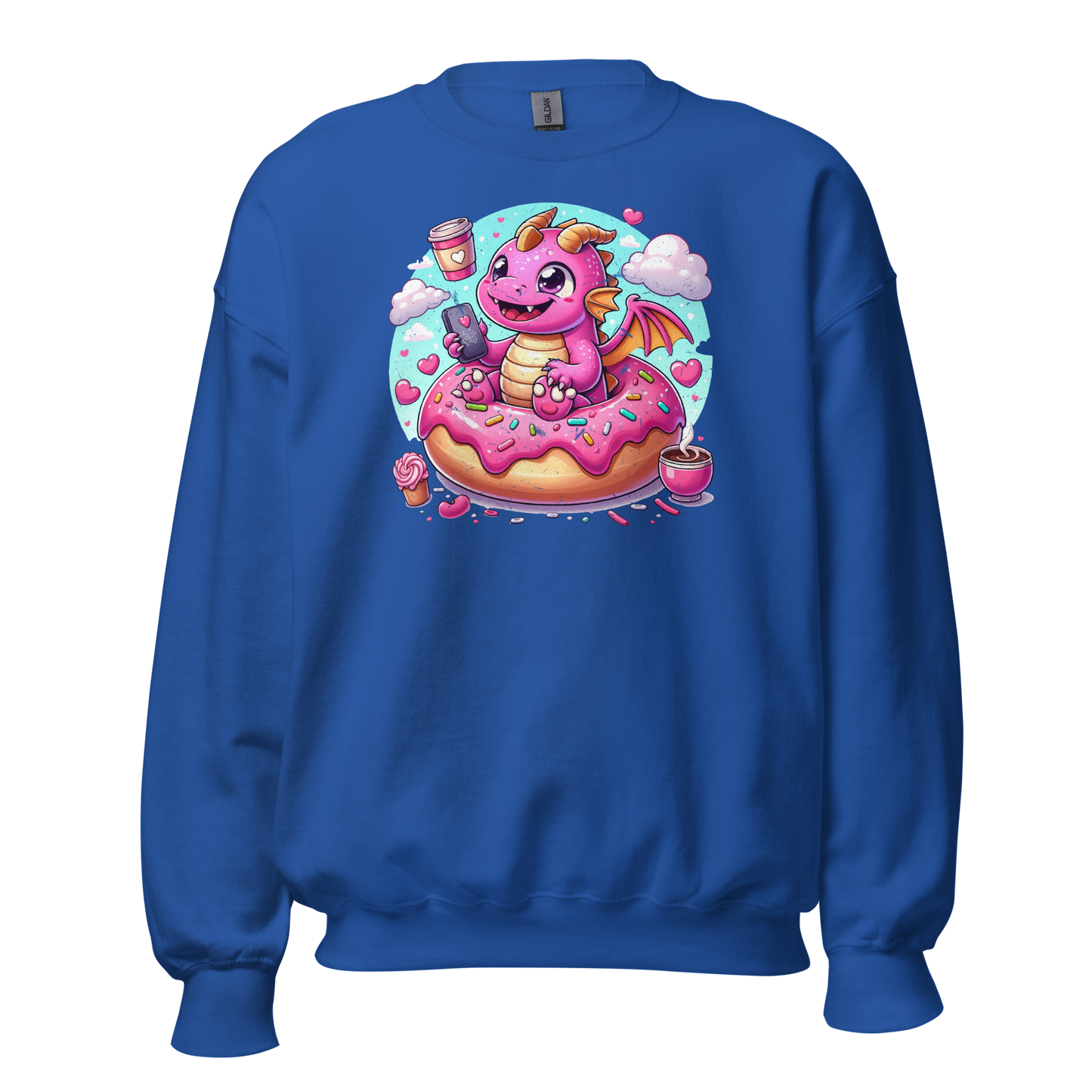 Pink Dragon - Loving Coffee and Donuts - Preshrunk Sweatshirt