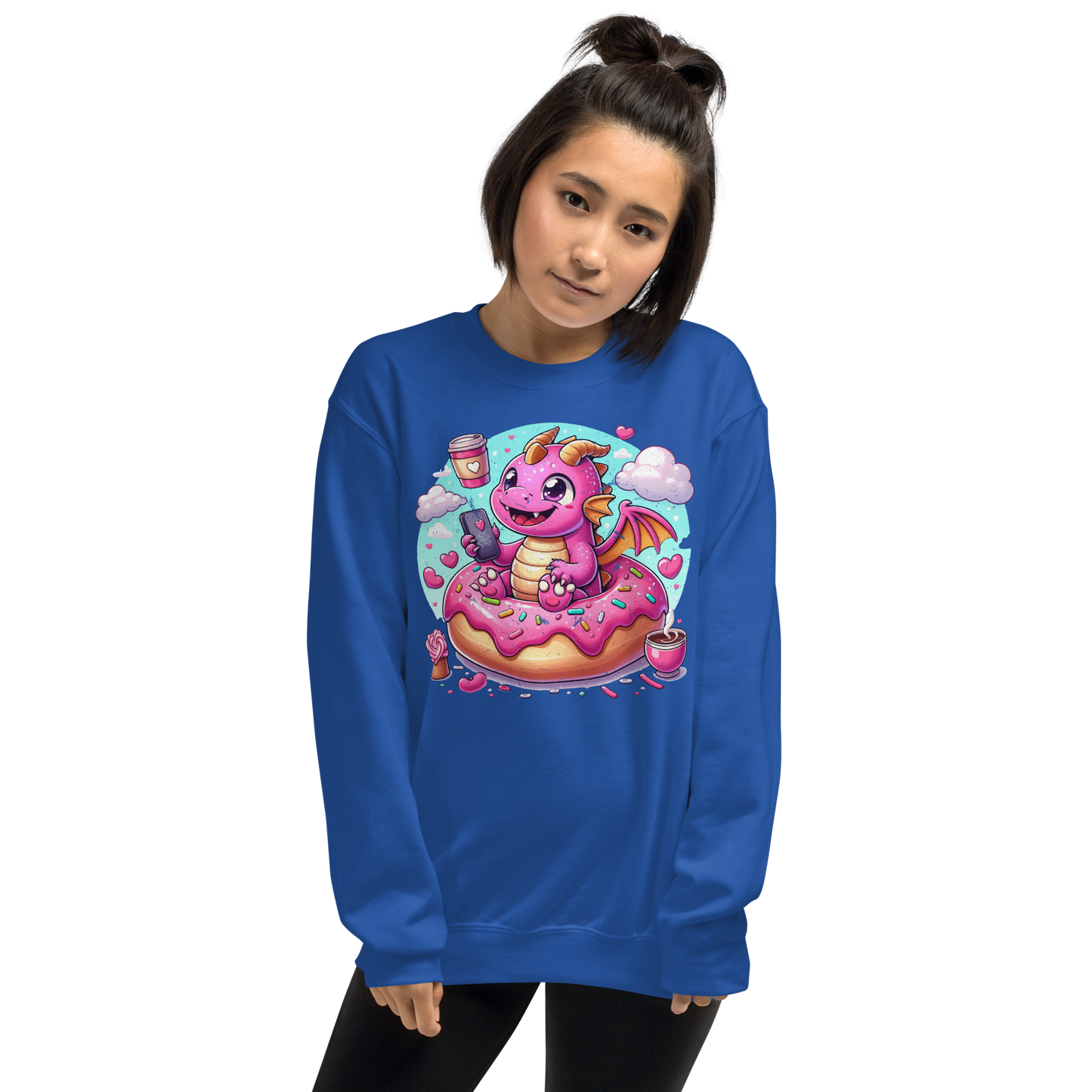 Pink Dragon - Loving Coffee and Donuts - Preshrunk Sweatshirt