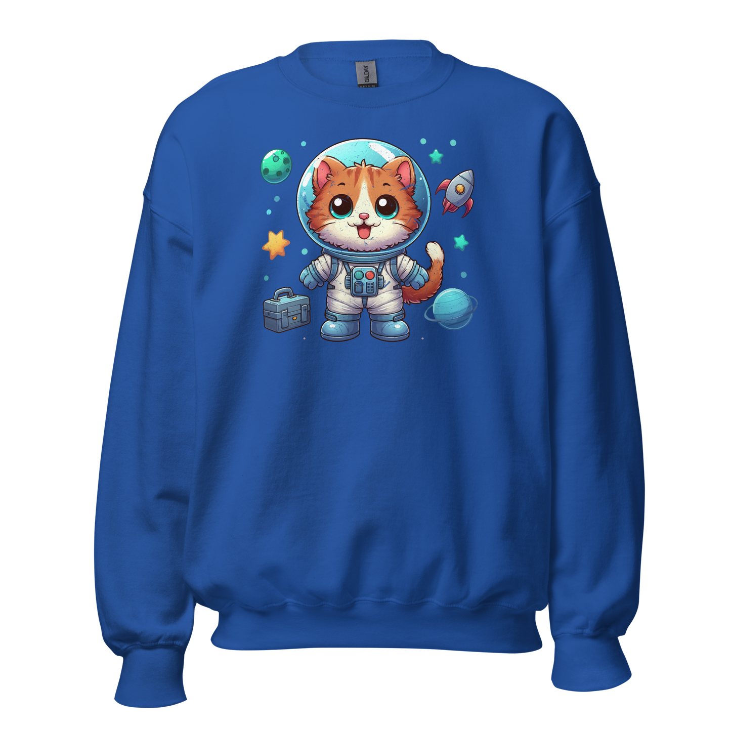 Space Kitten with Planets - Preshrunk Sweatshirt