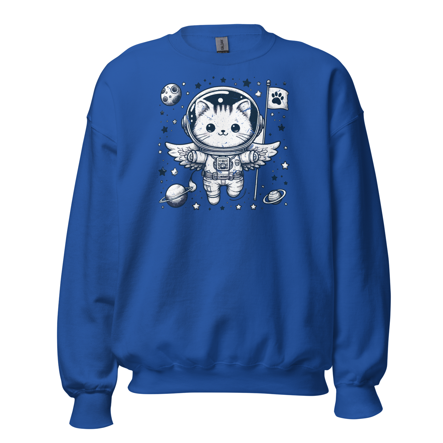 Space Kitten with Stars - Preshrunk Sweatshirt