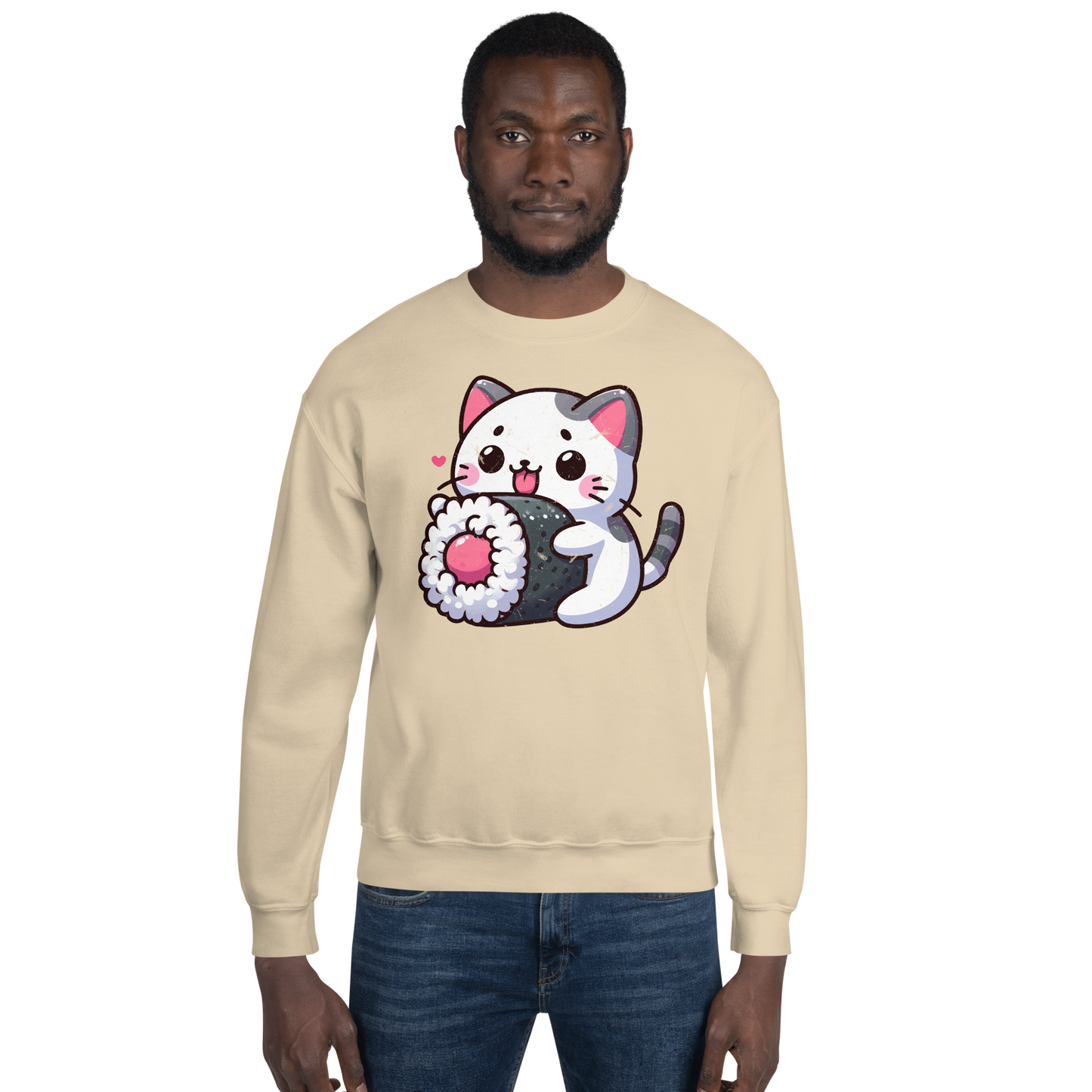 Black and Grey Kitten - Eating Sushi - Preshrunk Sweatshirt