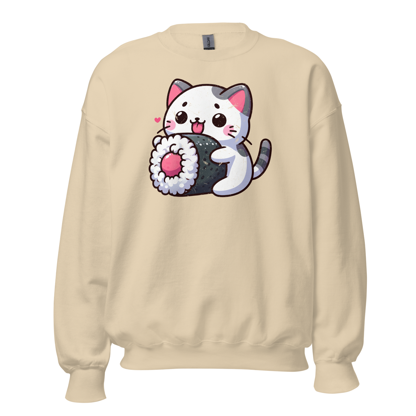 Black and Grey Kitten - Eating Sushi - Preshrunk Sweatshirt