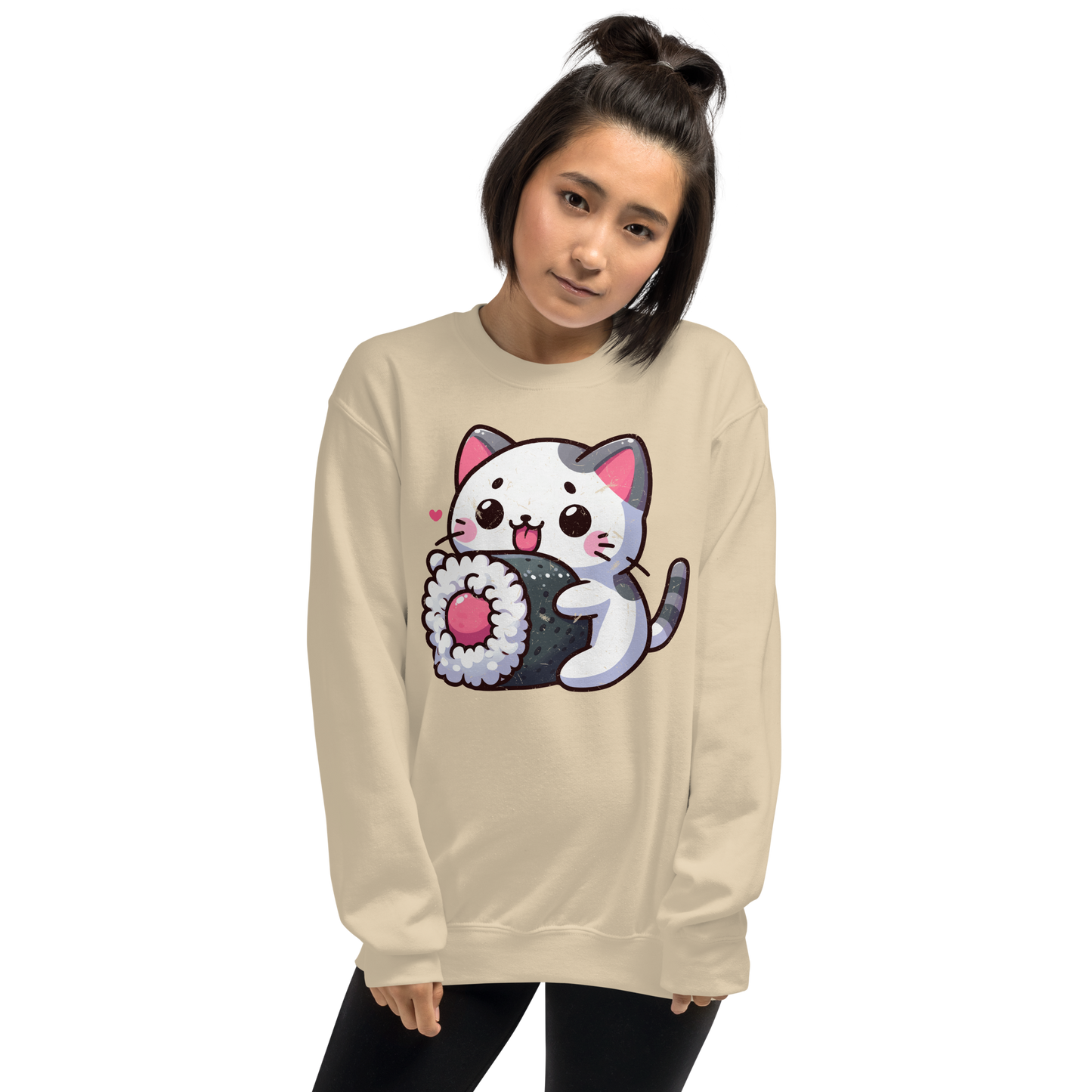 Black and Grey Kitten - Eating Sushi - Preshrunk Sweatshirt