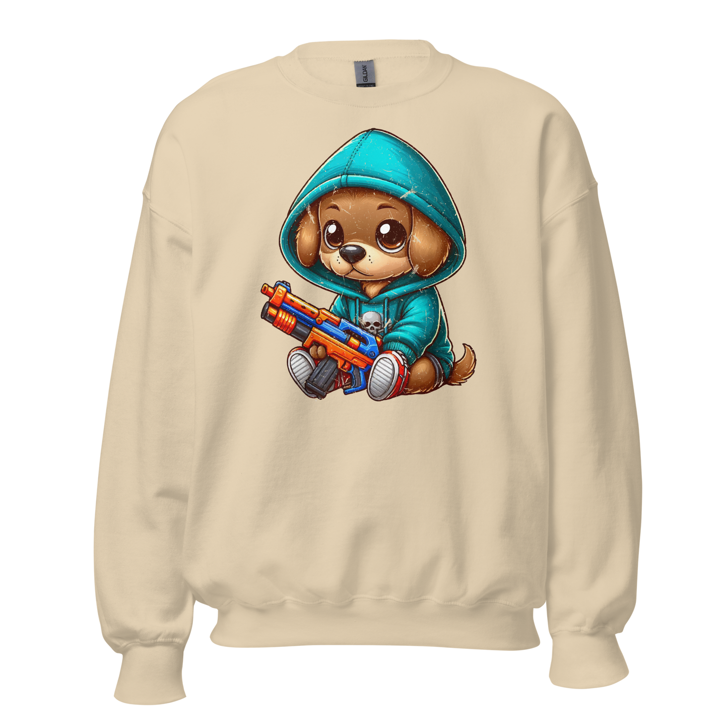 Brown Puppy with Foam Dart Blaster - Preshrunk Sweatshirt
