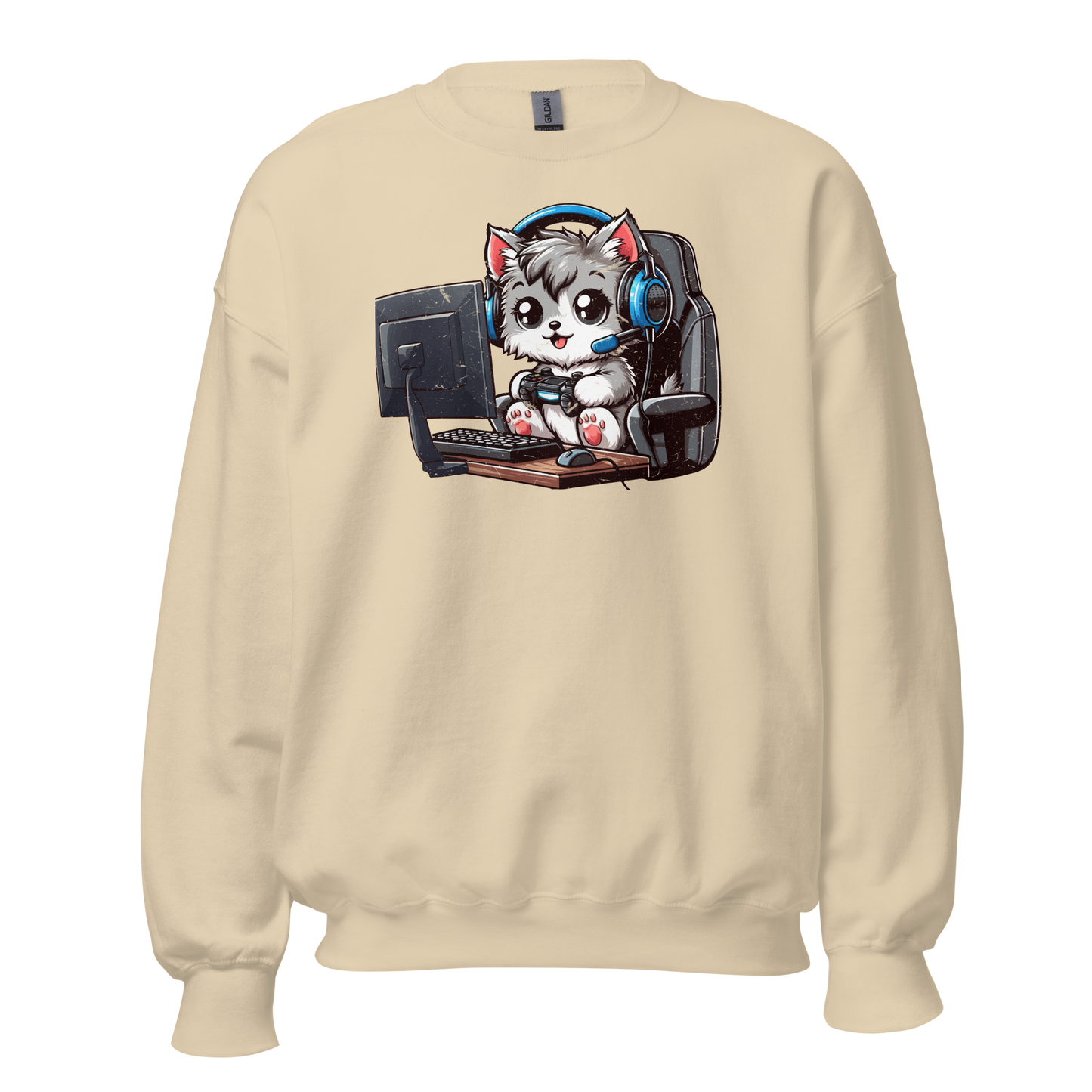 Gamer Kitten - Blue Headset - Preshrunk Sweatshirt