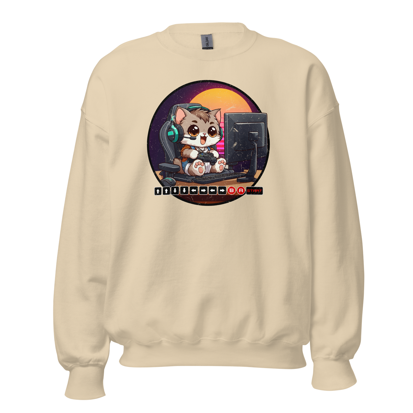Gamer Kitten - Green Headset - Preshrunk Sweatshirt