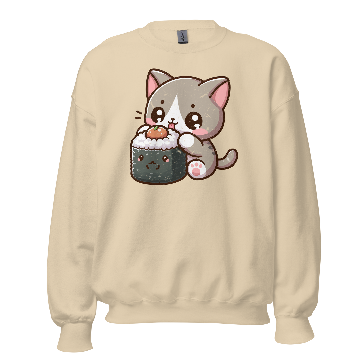 Grey Kitten - Eating Sushi - Preshrunk Sweatshirt