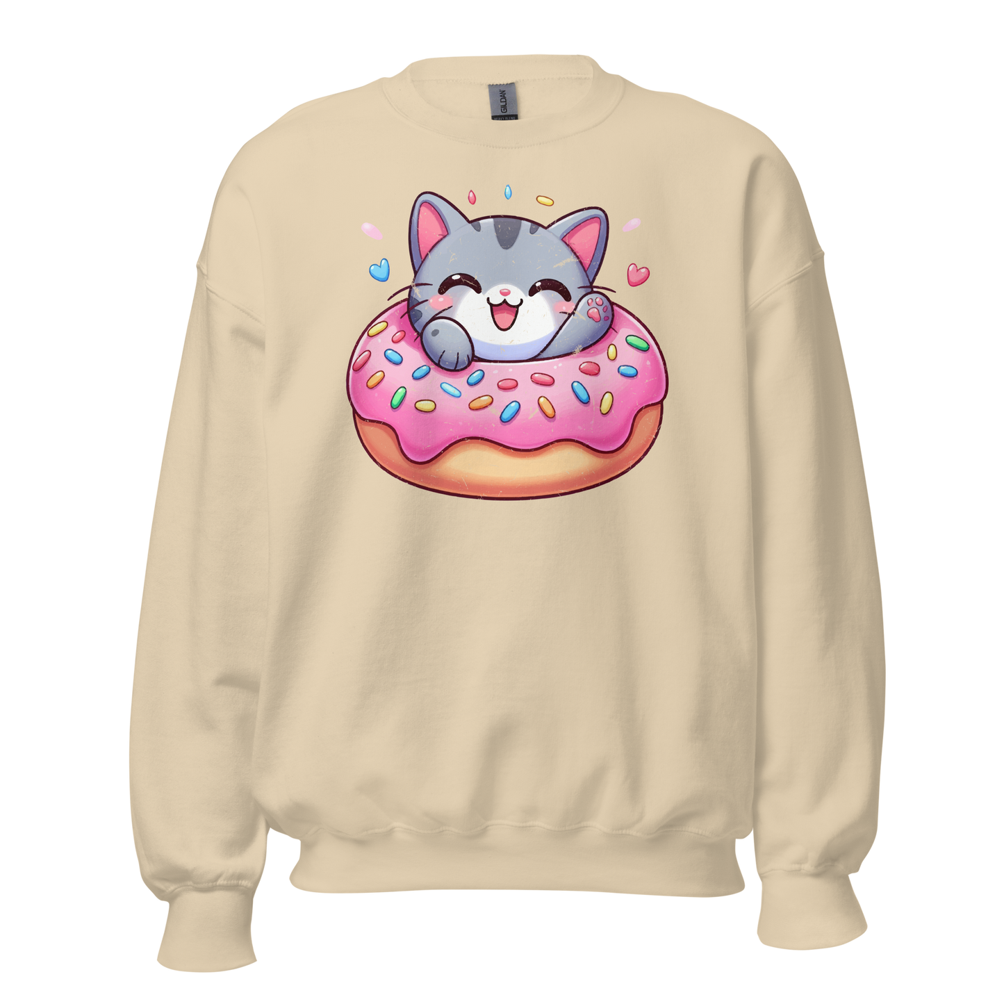 Grey Kitten - Laughing in a Donut - Preshrunk Sweatshirt