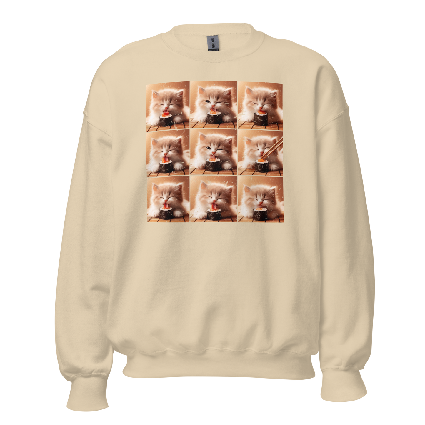 Kittens Eating Sushi Collage - Preshrunk Sweatshirt