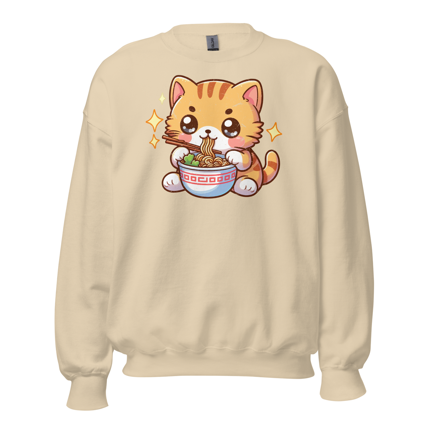 Orange Kitten - Eating Ramen - Preshrunk Sweatshirt