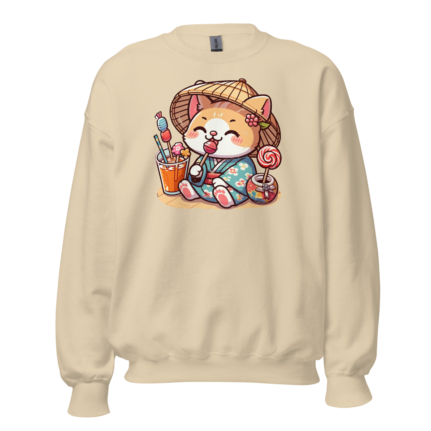 Orange Kitten in a Kimono - Preshrunk Sweatshirt