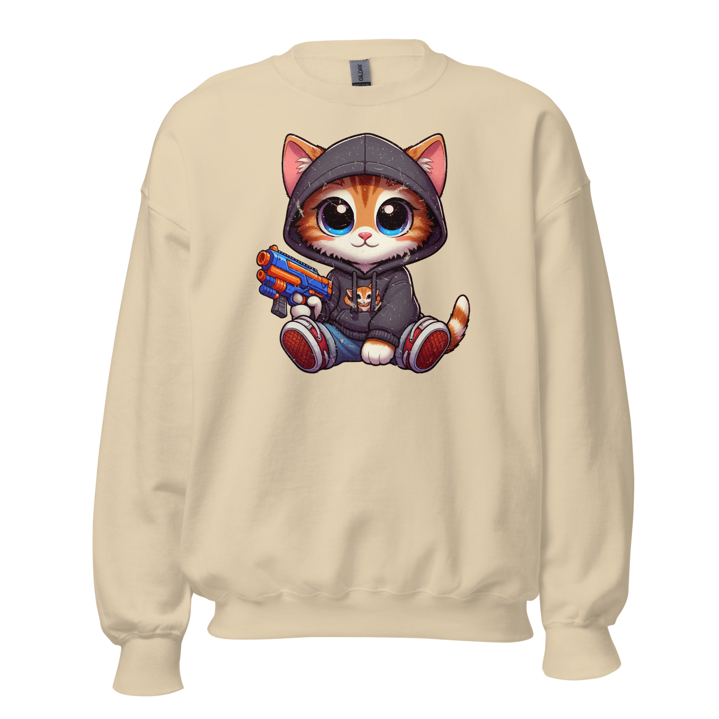 Orange Kitten with Foam Dart Blaster - Preshrunk Sweatshirt