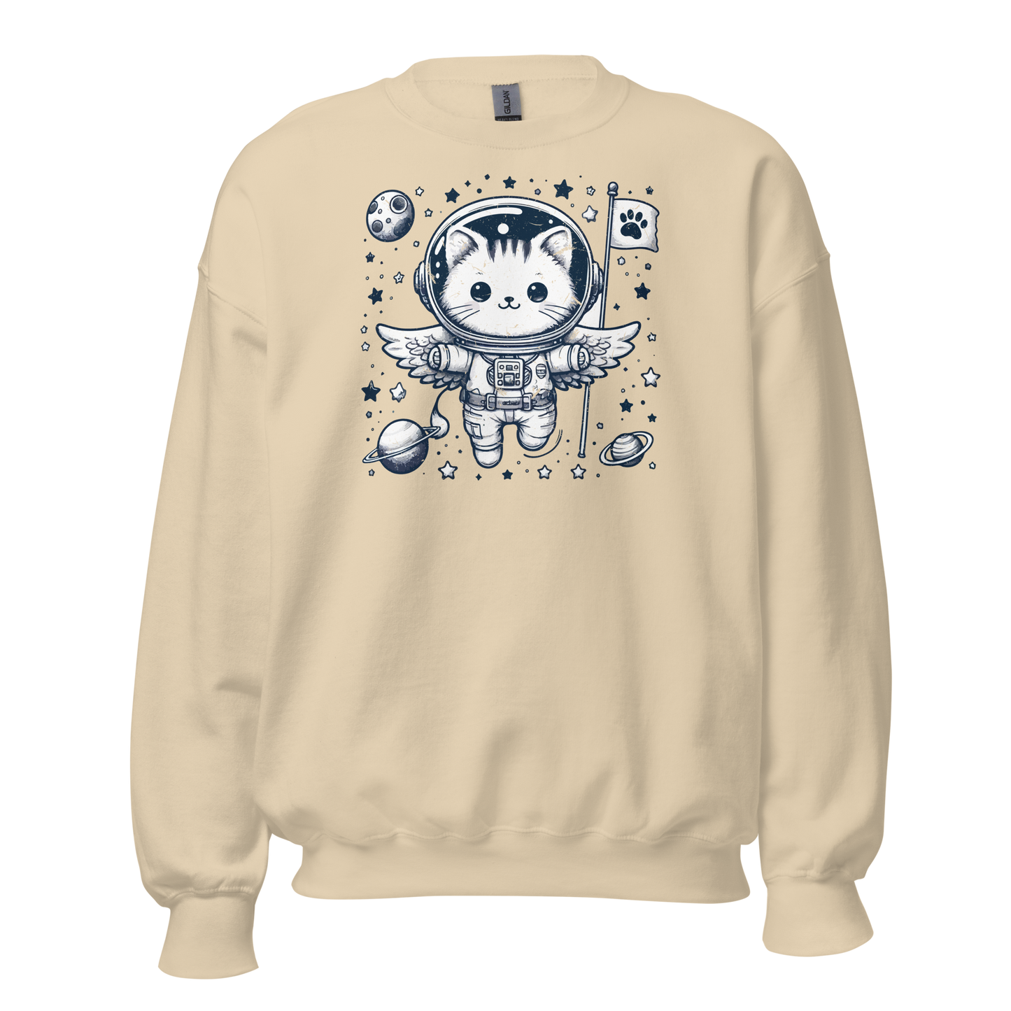 Space Kitten with Stars - Preshrunk Sweatshirt